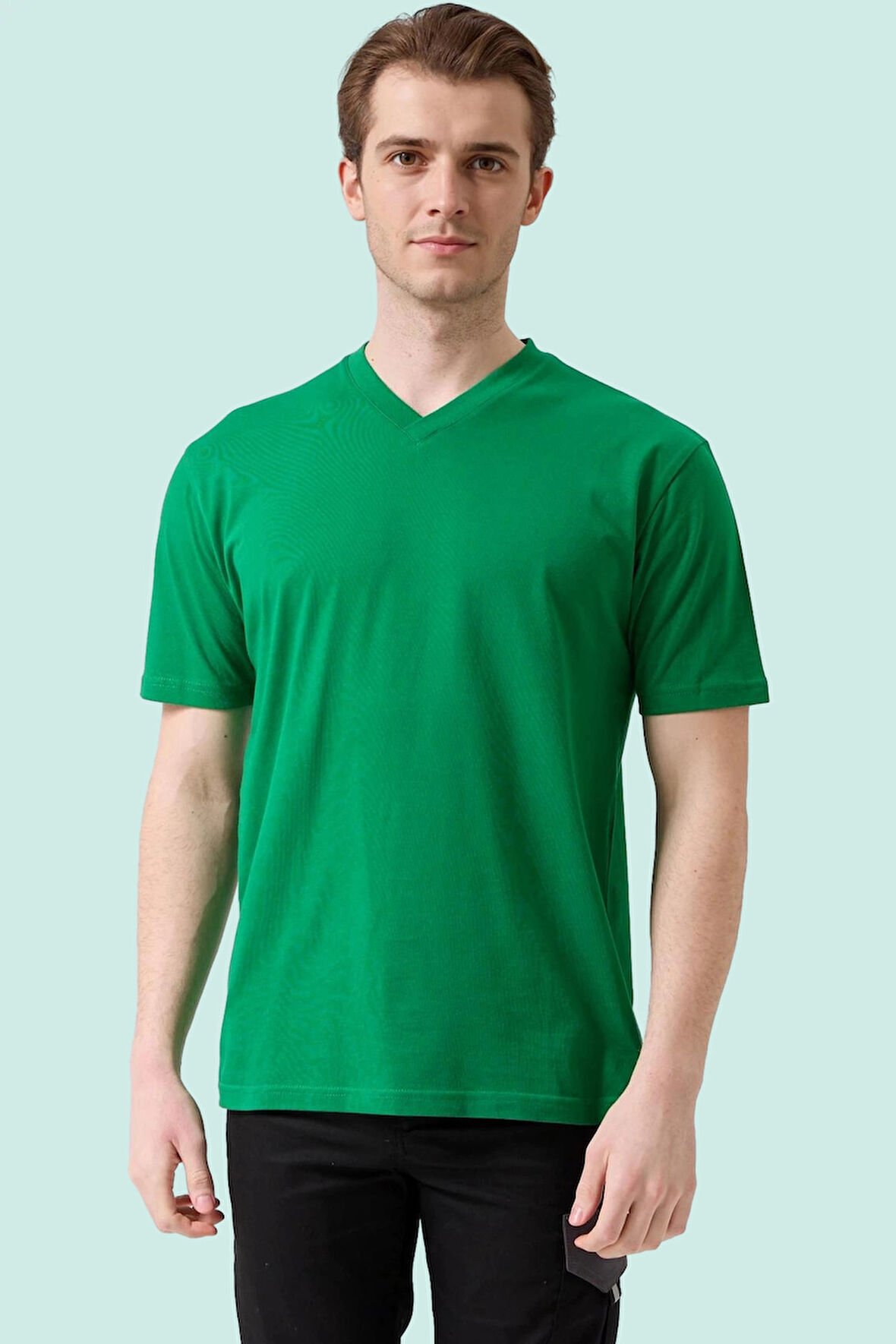V Yaka 100 Pamuk Penye Tshirt Is Gvenligi Galanthus shirt Nefes Alabilir Rahat Şık Tasarım