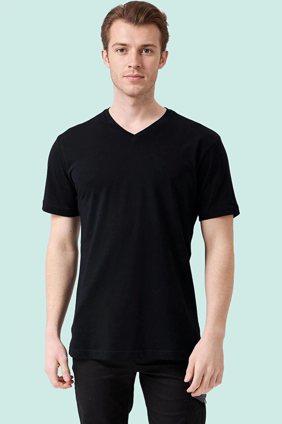 V Yaka 100 Pamuk Penye Tshirt Is Gvenligi Galanthus shirt Nefes Alabilir Rahat Şık Tasarım