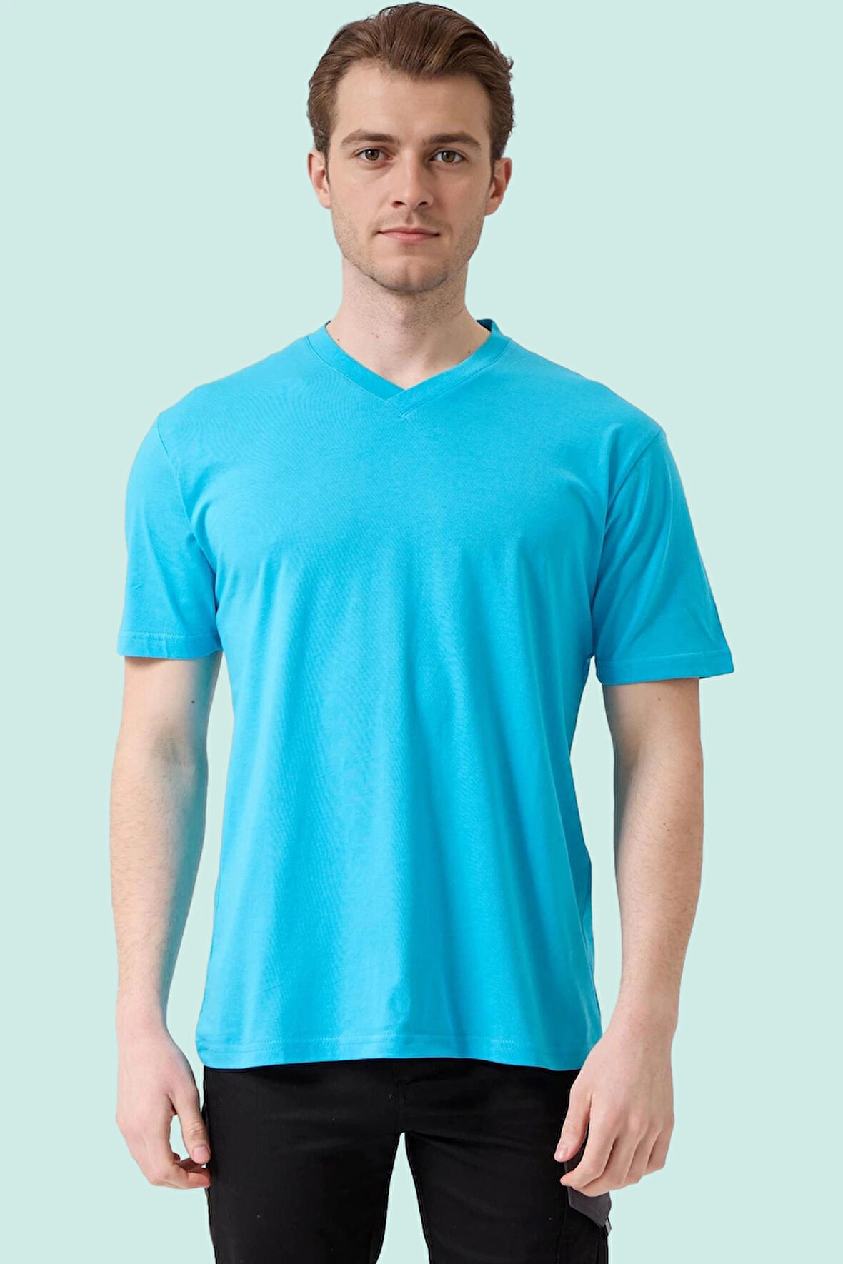 V Yaka 100 Pamuk Penye Tshirt Is Gvenligi Galanthus shirt Nefes Alabilir Rahat Şık Tasarım