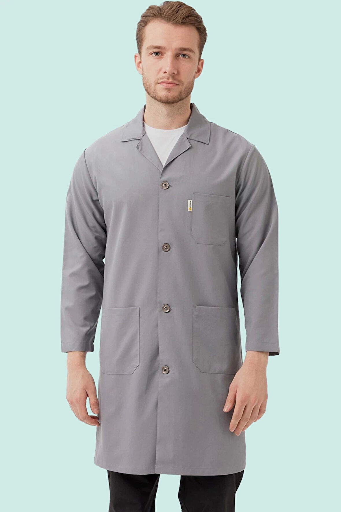 Erkek Uzun Kollu İş Önlüğü 75 Polyester OEKOTEX Vanessa Önlük Yaka Rahat