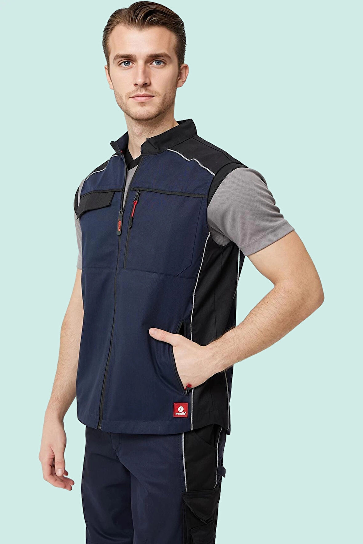 Yazlık İş Yeleği Polyester Gabardin Allium Outdoor Yelek Hafif Nefes Alabilir Fonksiyonel Cepli