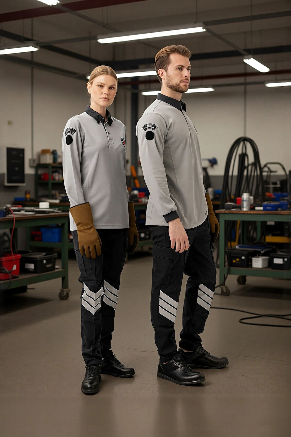 Münih Uzun Kol Güvenlik T-shirt Gri-füme