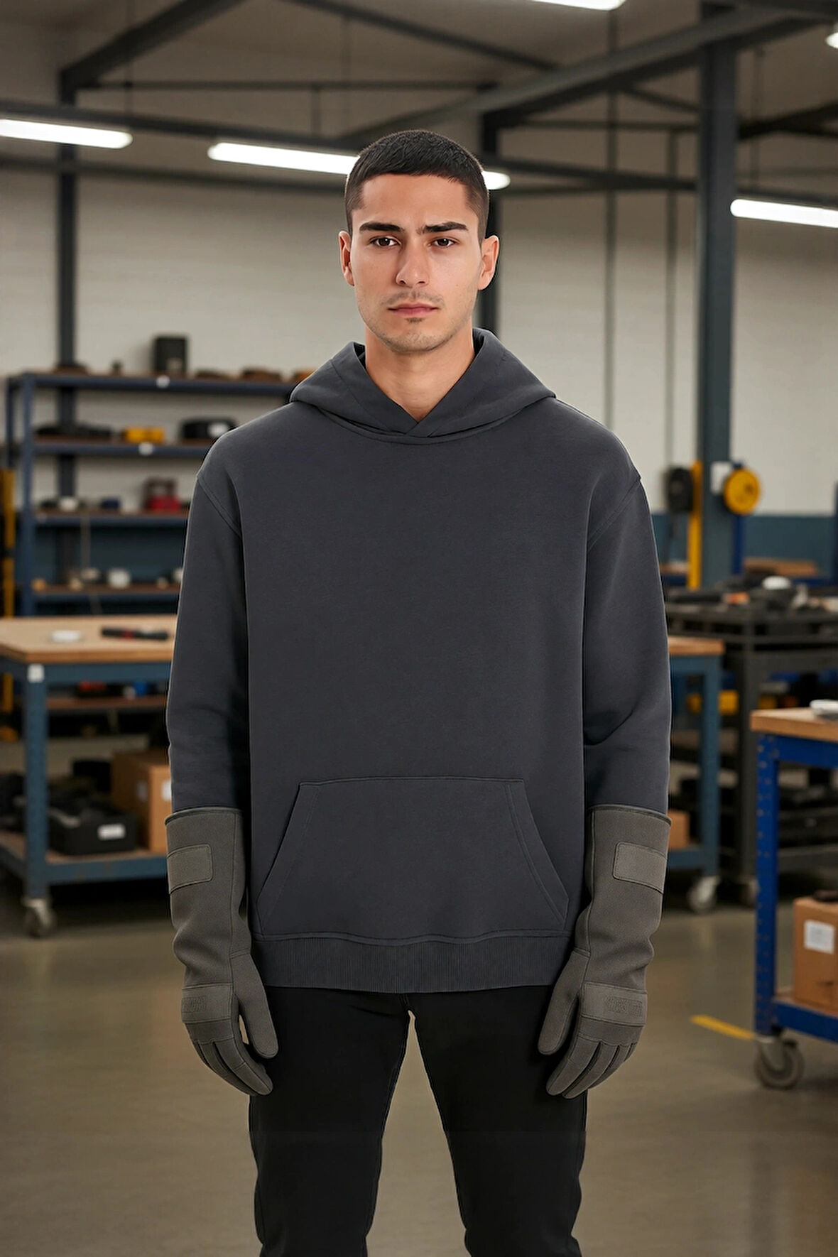 Erkek Kordonsuz Hoodie Kapüşonlu Sweatshirt Rahat Spor Tarz Giyime Uygun Sweat