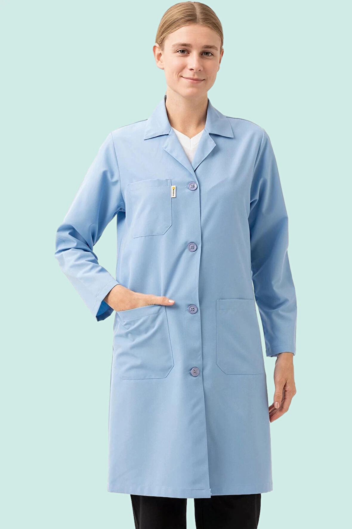 Kadın Uzun Kollu İş Önlüğü OEKOTEX Sertifikalı Vanessa Şık Rahat Cepli Model