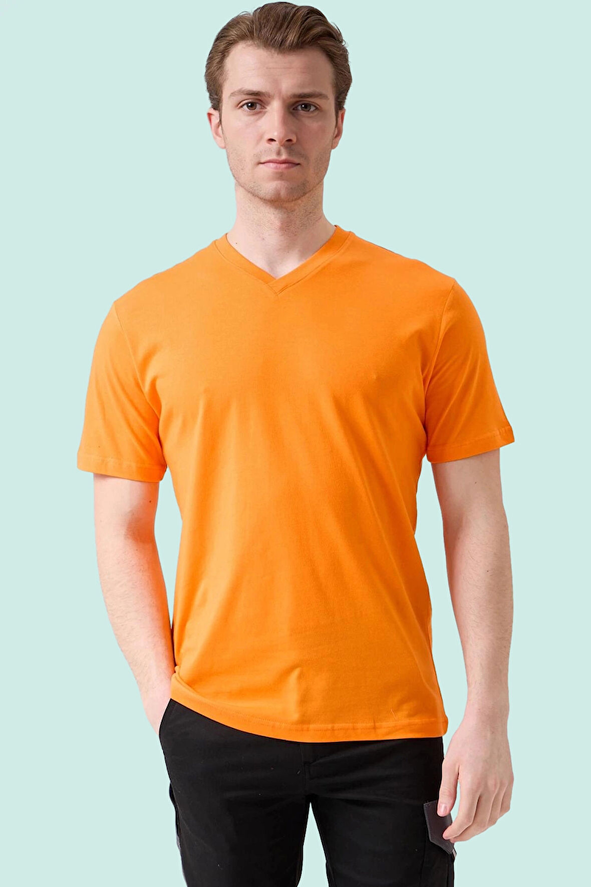 V Yaka 100 Pamuk Penye Tshirt Is Gvenligi Galanthus shirt Nefes Alabilir Rahat Şık Tasarım