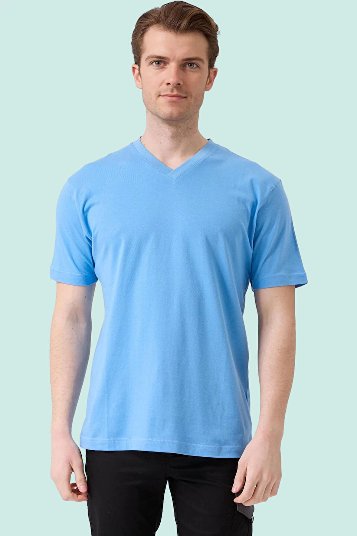 V Yaka 100 Pamuk Penye Tshirt Is Gvenligi Galanthus shirt Nefes Alabilir Rahat Şık Tasarım