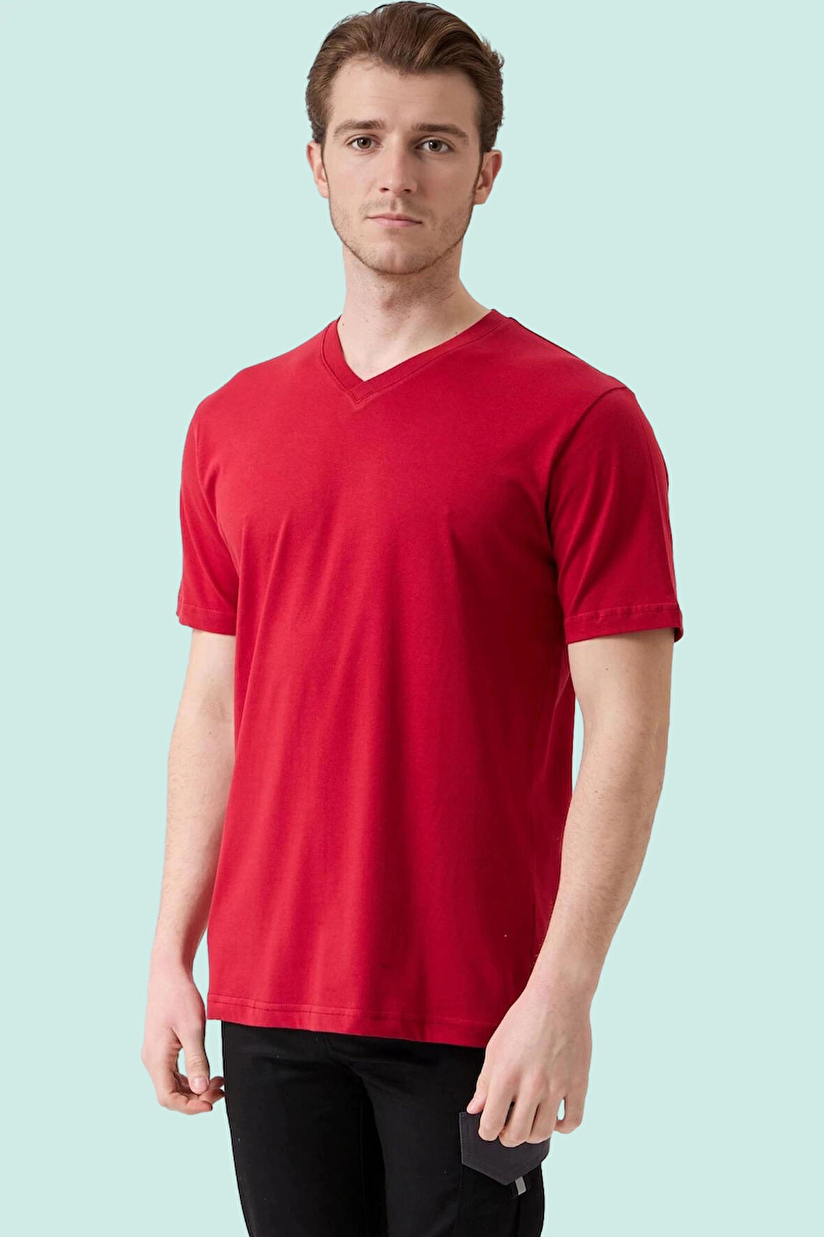 V Yaka 100 Pamuk Penye Tshirt Is Gvenligi Galanthus shirt Nefes Alabilir Rahat Şık Tasarım