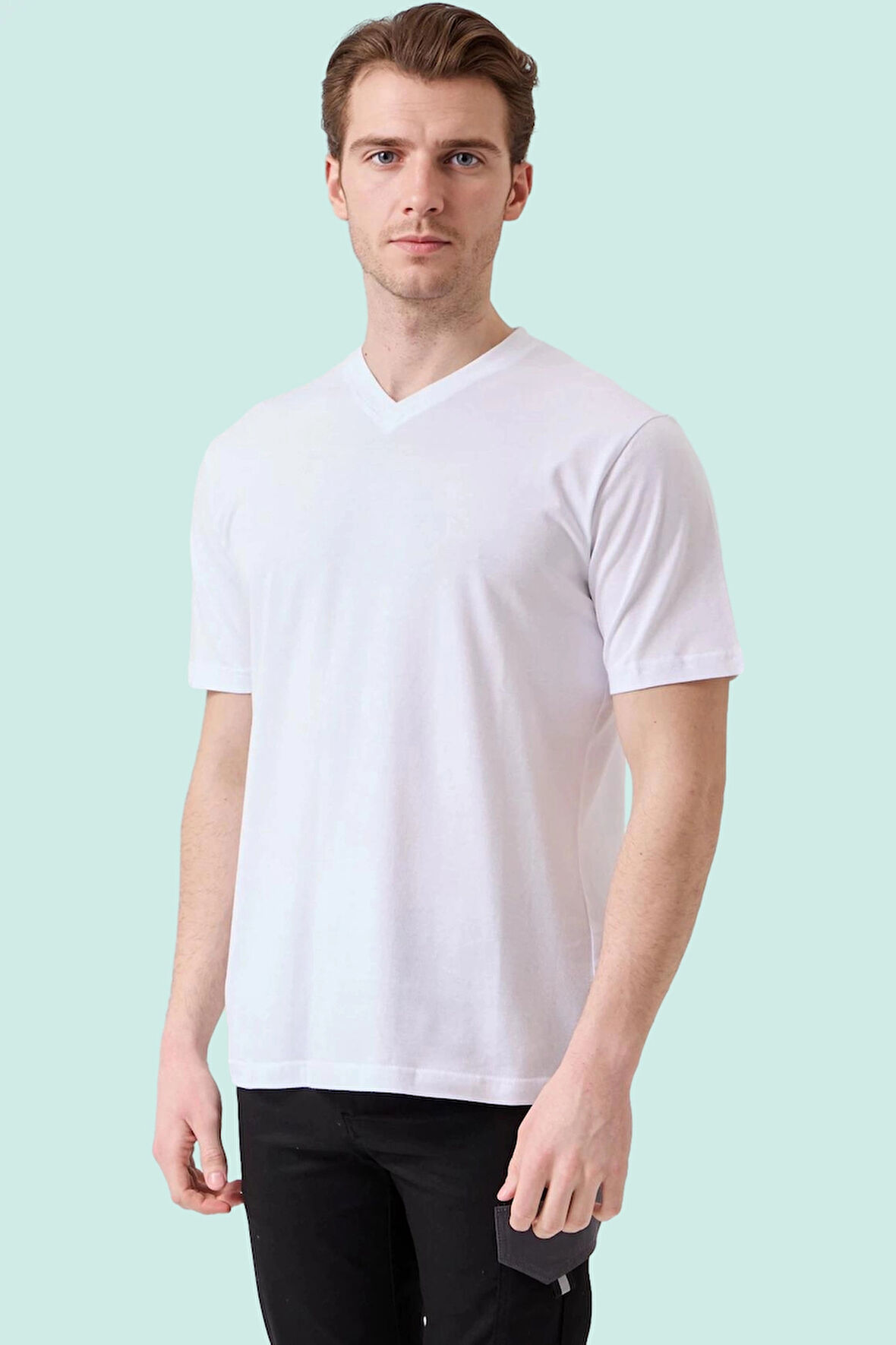 V Yaka 100 Pamuk Penye Tshirt Is Gvenligi Galanthus shirt Nefes Alabilir Rahat Şık Tasarım