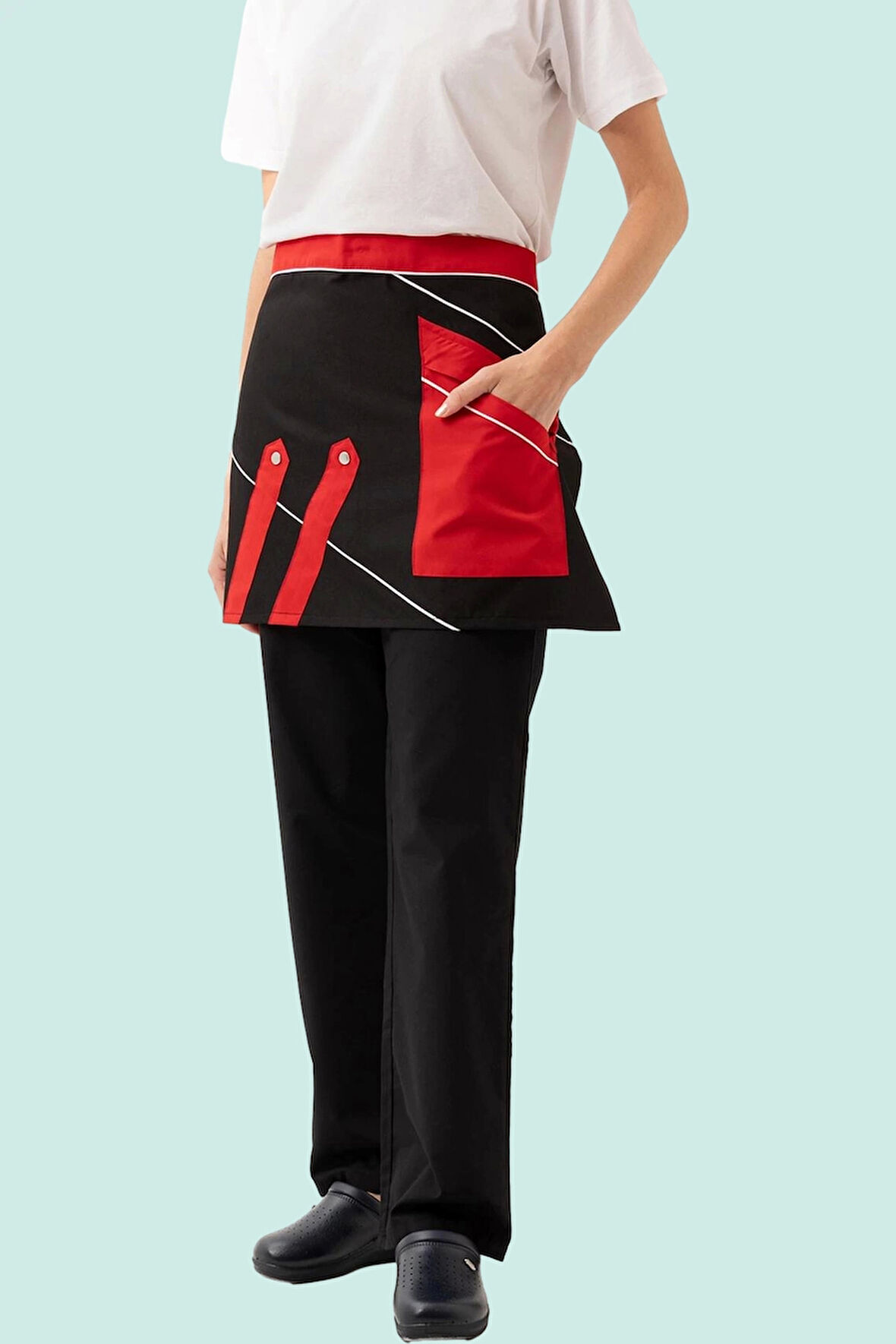 Servis Önlüğü KırmızıSiyahBeyaz İş Güvenliği Laurus