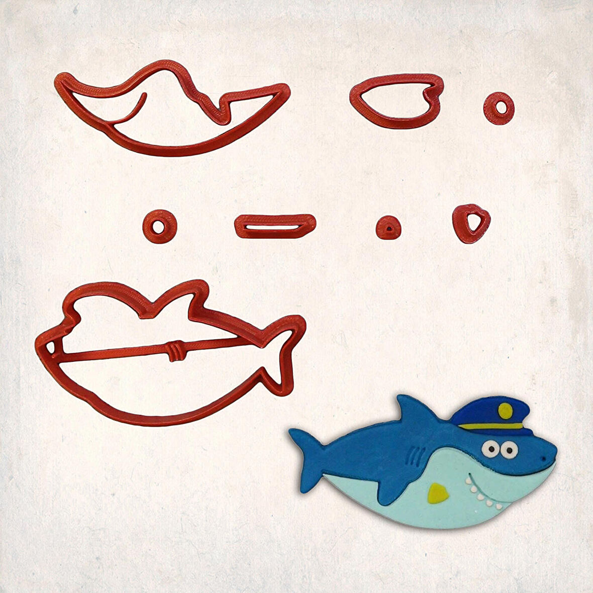 Baby Shark – Polis Shark Detay Kurabiye Kalıp Seti 8’li