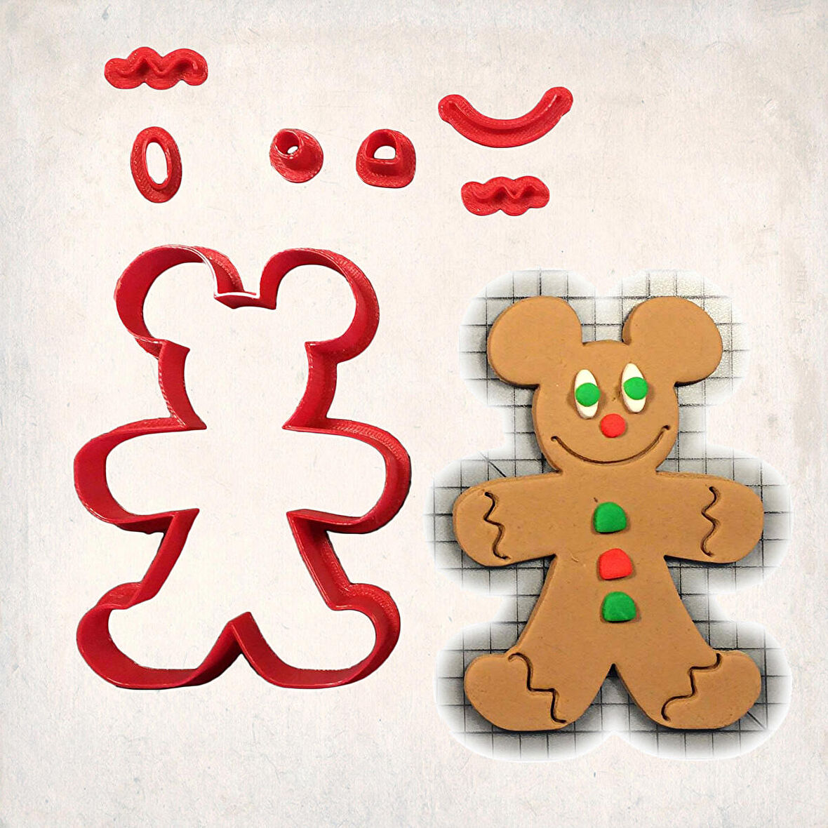 Mickey Gingerman Detay Kurabiye Kalıp Seti 6’lı