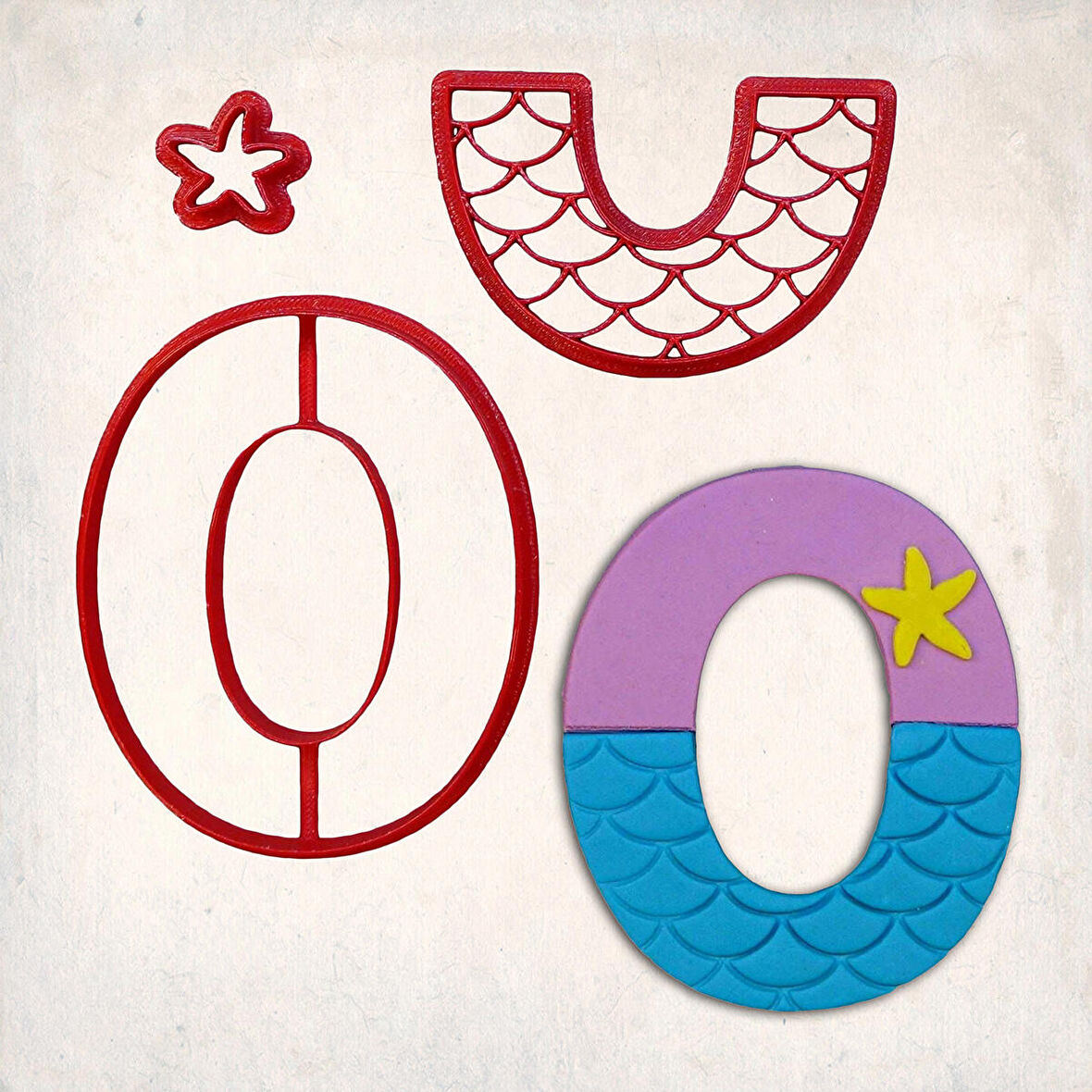 Deniz Kızı Rakam 0 Detaylı Kurabiye Kalıp Seti 3 Parça