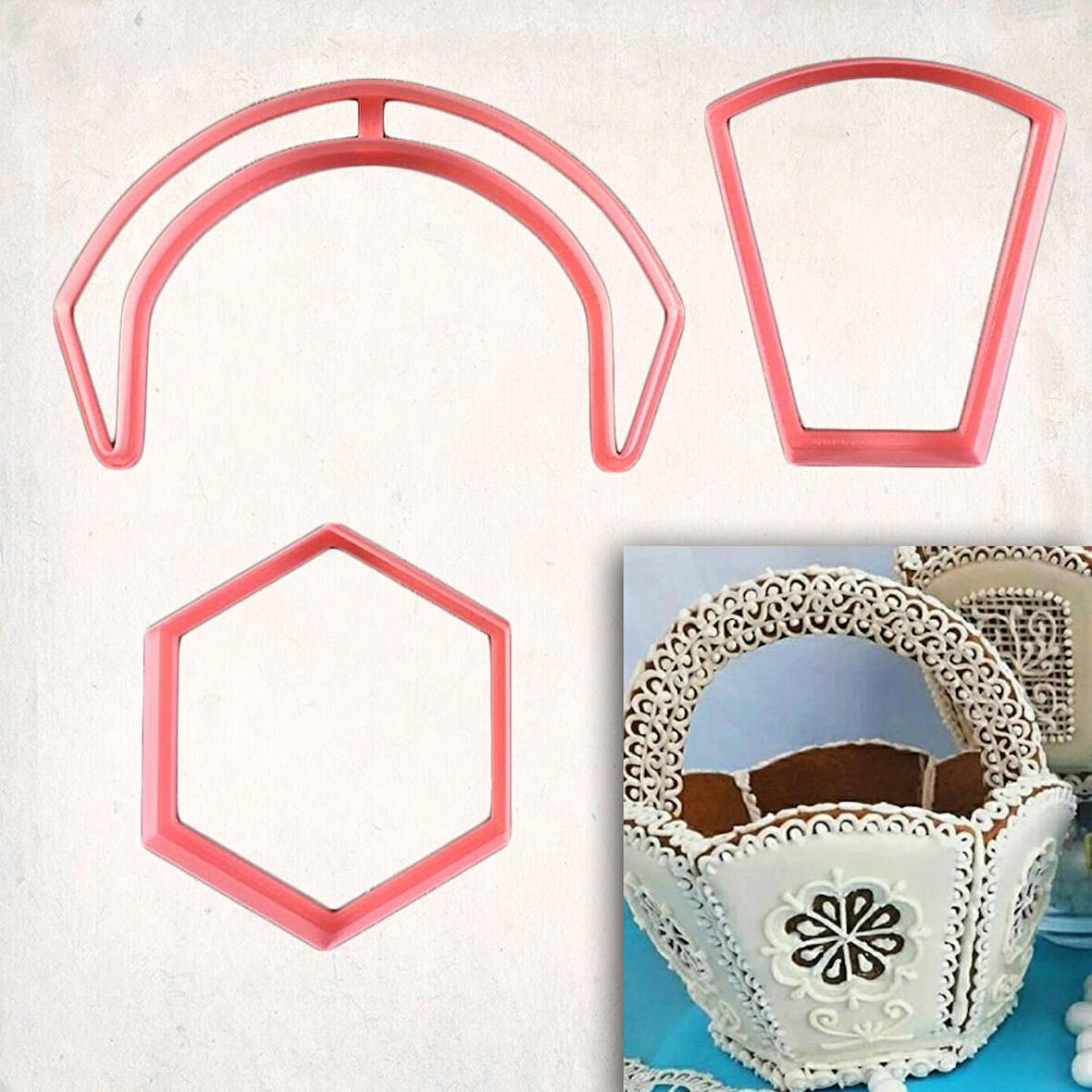 3D Kurabiye Sepeti Yapım Kalıp Set 3’lü