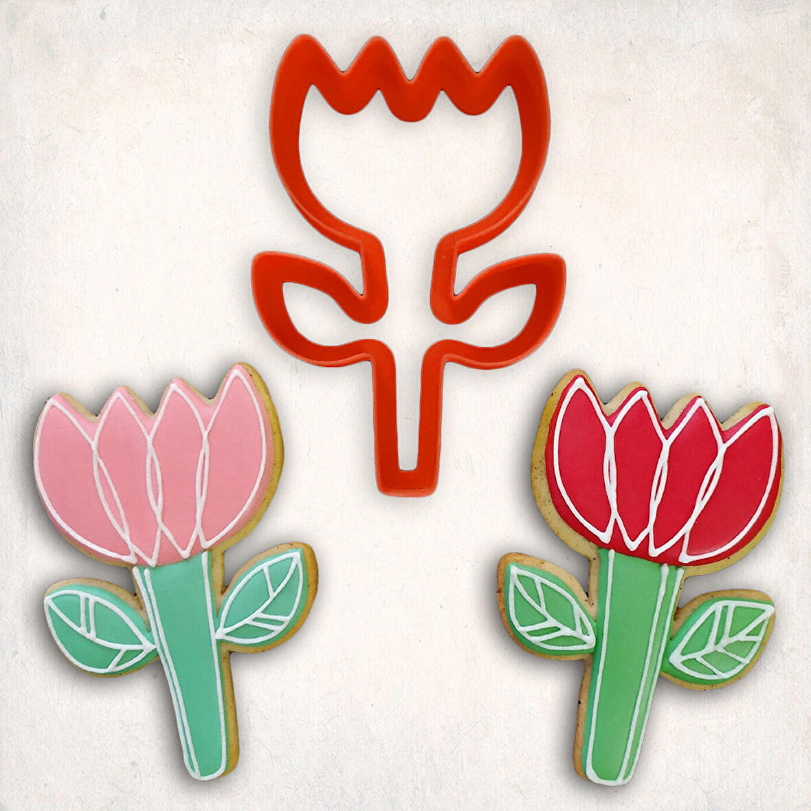 Lale Yapraklı Kurabiye Kalıbı Şekillendirici Kopat