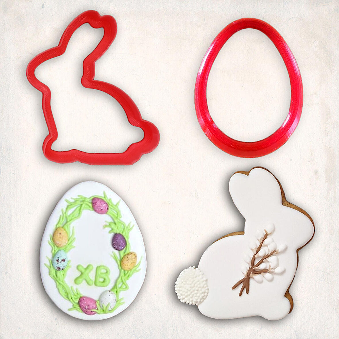 Yumurta Tavşan Kurabiye Kalıp Set 2’li