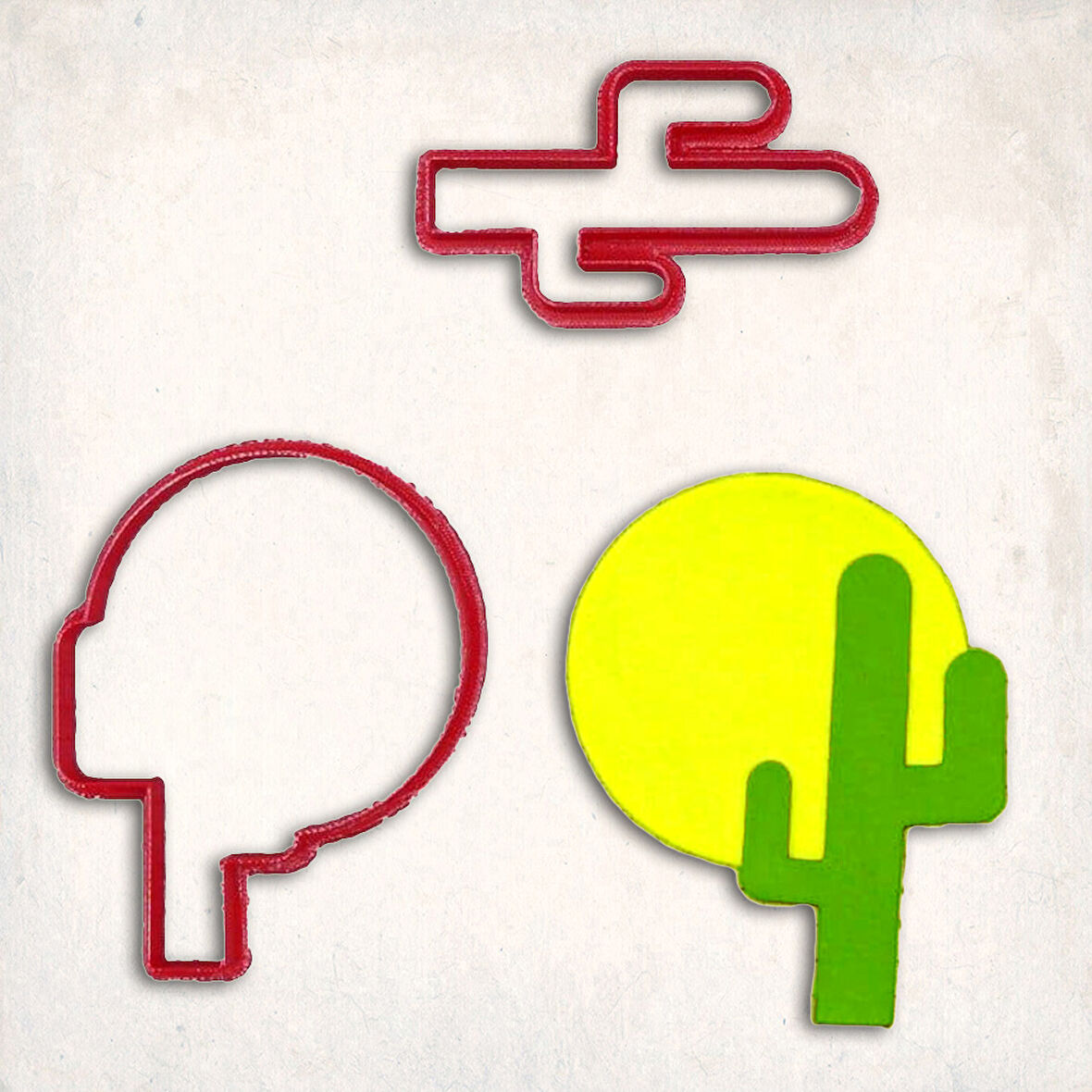 Kaktüs Gün Batımı Detay Kurabiye Kalıp Seti 2’li