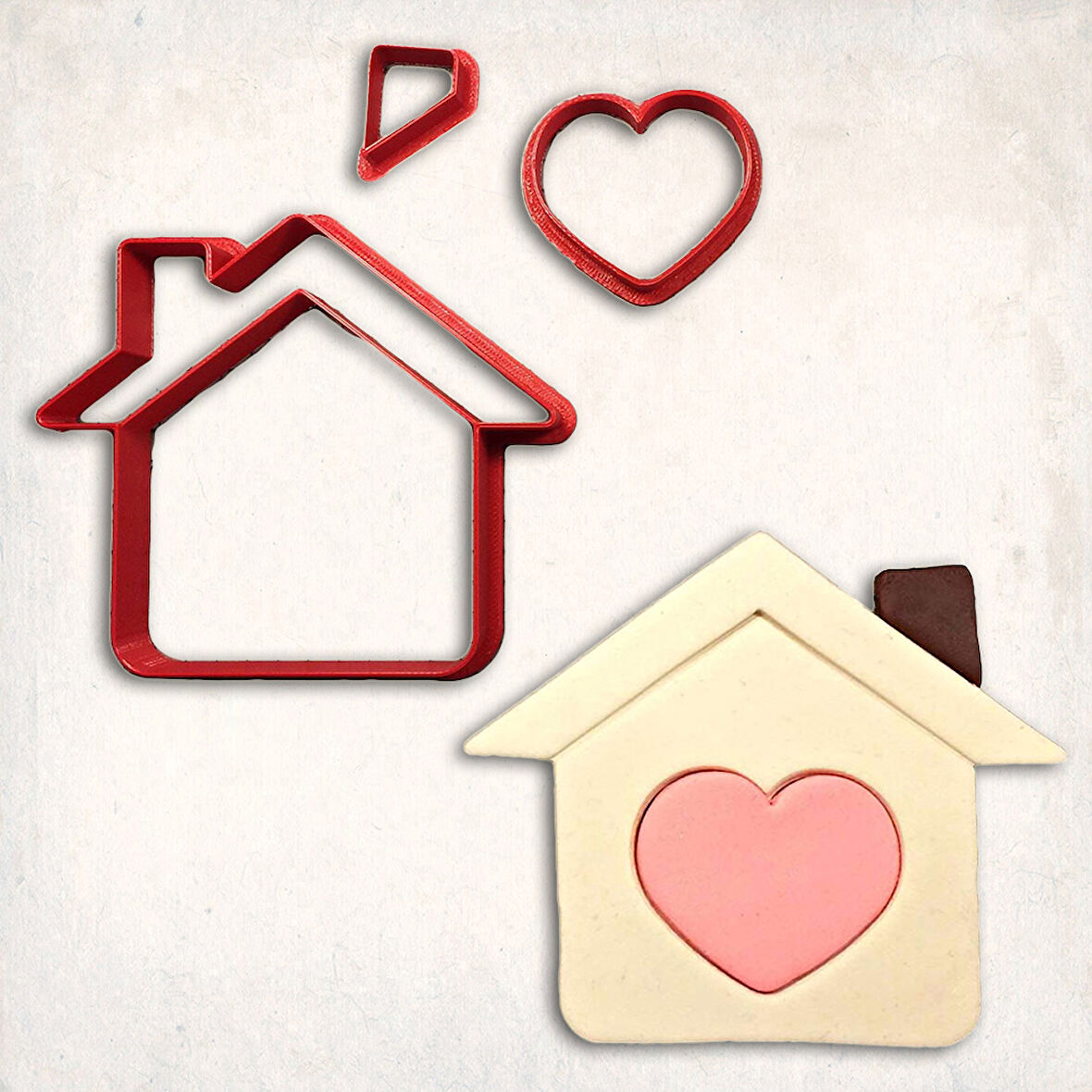 Kalp Evi Detay Kurabiye Kalıp Seti 3’lü