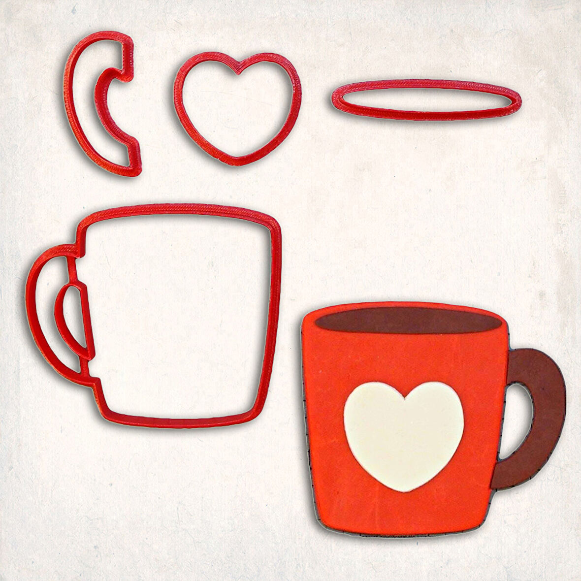 Kalp Kupa Detay Kurabiye Kalıp Seti 4’lü