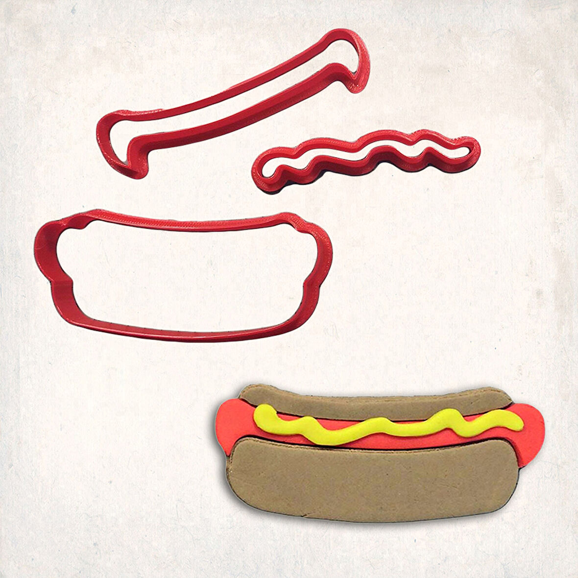 Hot Dog Detay Kurabiye Kalıp Seti 3’lü