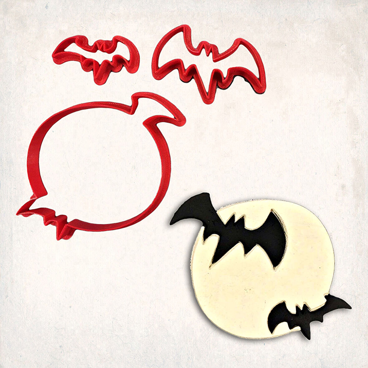 Ay ve Yarasalar Detay Kurabiye Kalıp Seti 3’lü