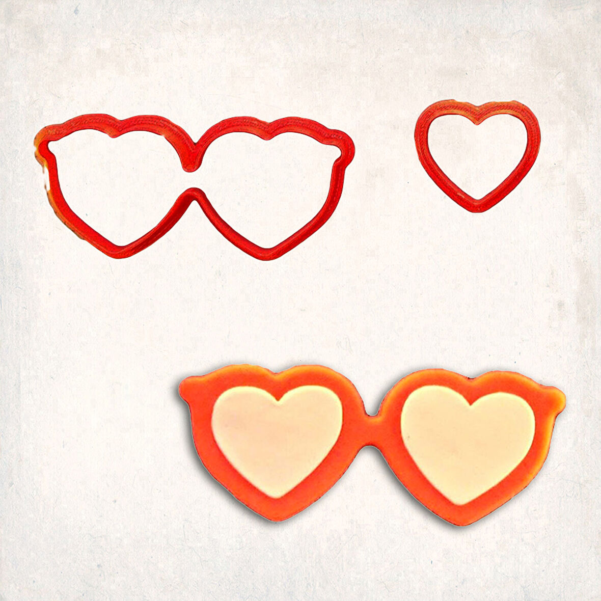 Kalp Gözlük Detay Kurabiye Kalıp Seti 2’li