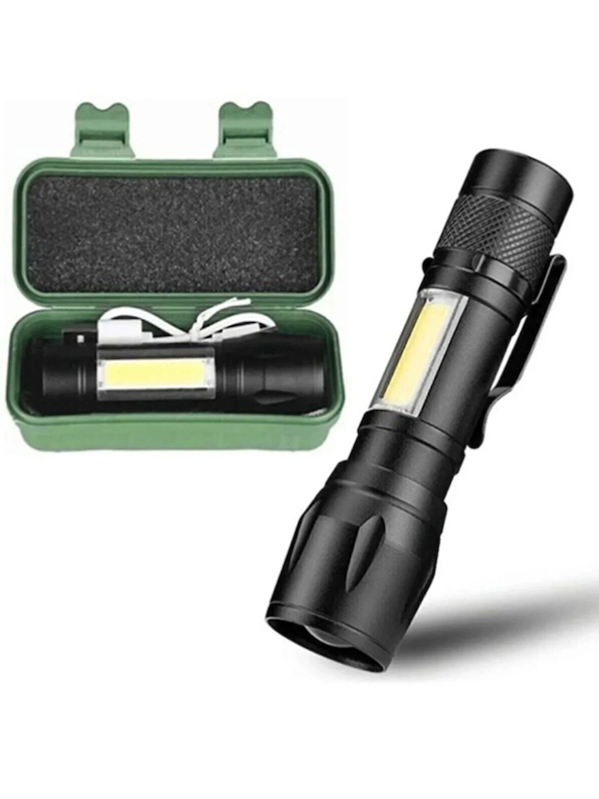 Ultra Güçlü 2500 Lumen 5w Cob Led Usb Şarjlı El Feneri Avcılık,kamp Feneri Deprem Çantalık Fener