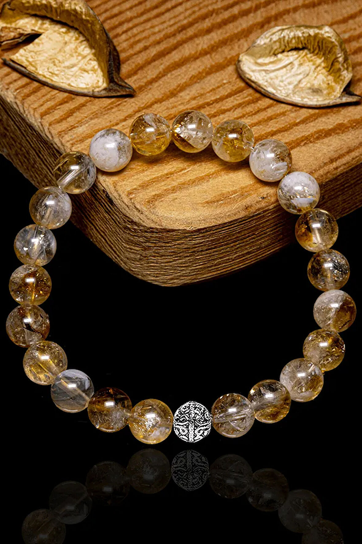 Sertifikalı Aaa+ Kalite Sitrin Taşı Bileklik - Gümüş Aparatlı