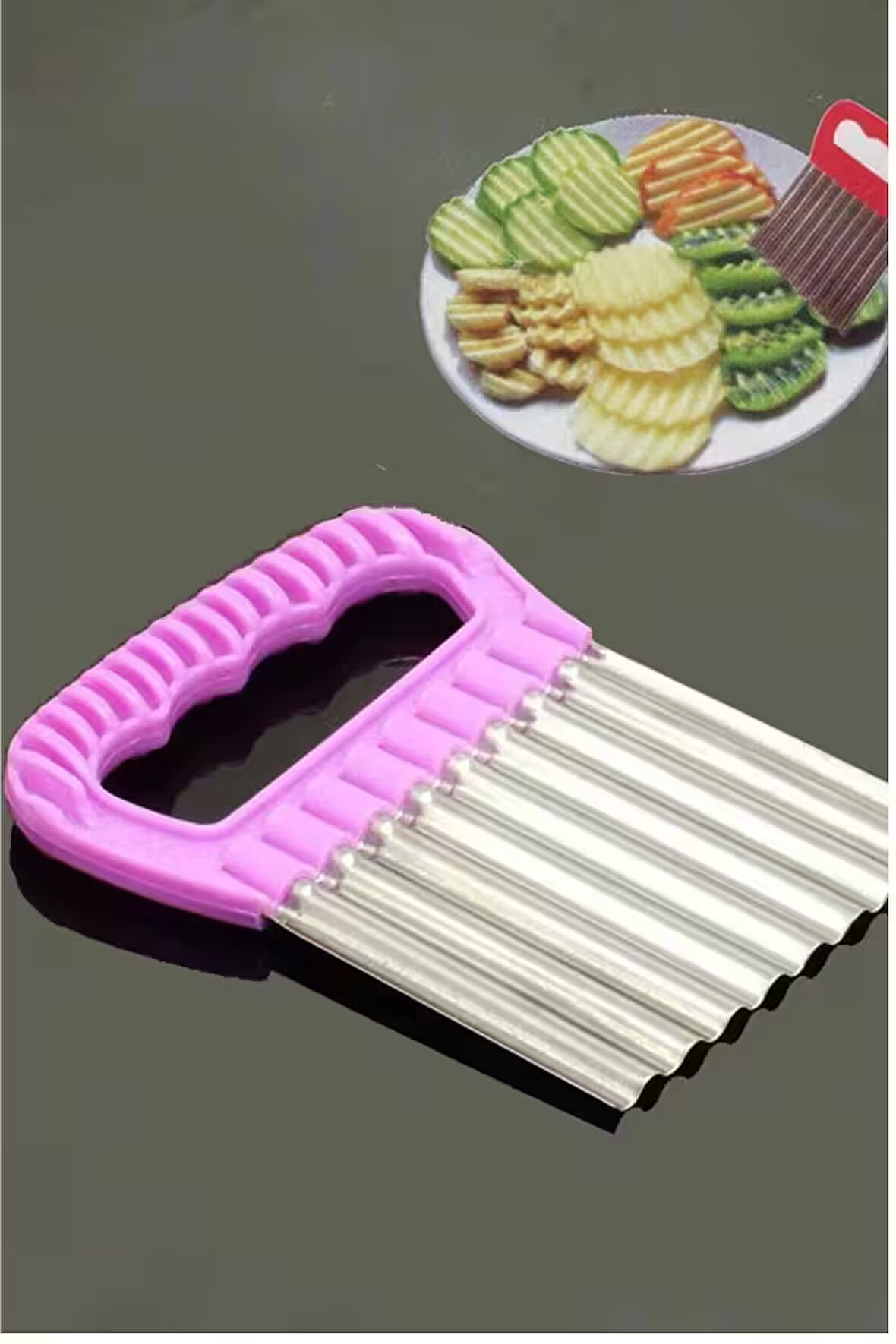 Şekilli Sebze Meyve Patates Dilimleyici Çelik - Çelik Cips Doğrayıcı Chips Chopper