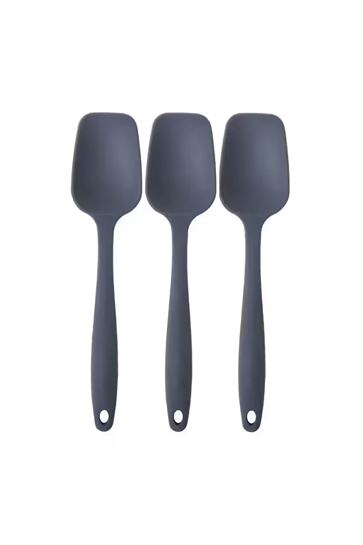 Büyük Yanmaz Silikon Antrasit Düz Spatula Seti 3 Adet - Silikon Düz Spatula 3'lü Set Antrasit