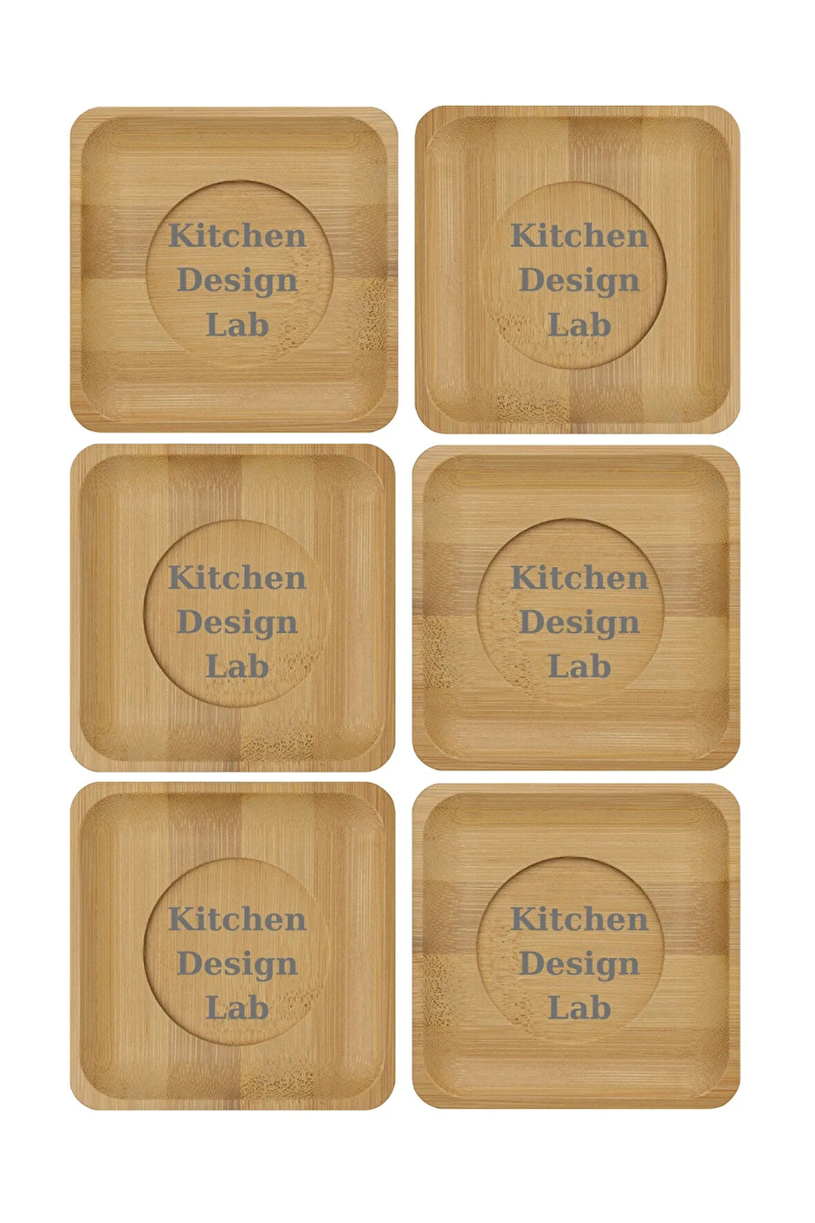 6 Adet Bambu Çay Tabağı Altlığı Kare - Fincan Altlığı