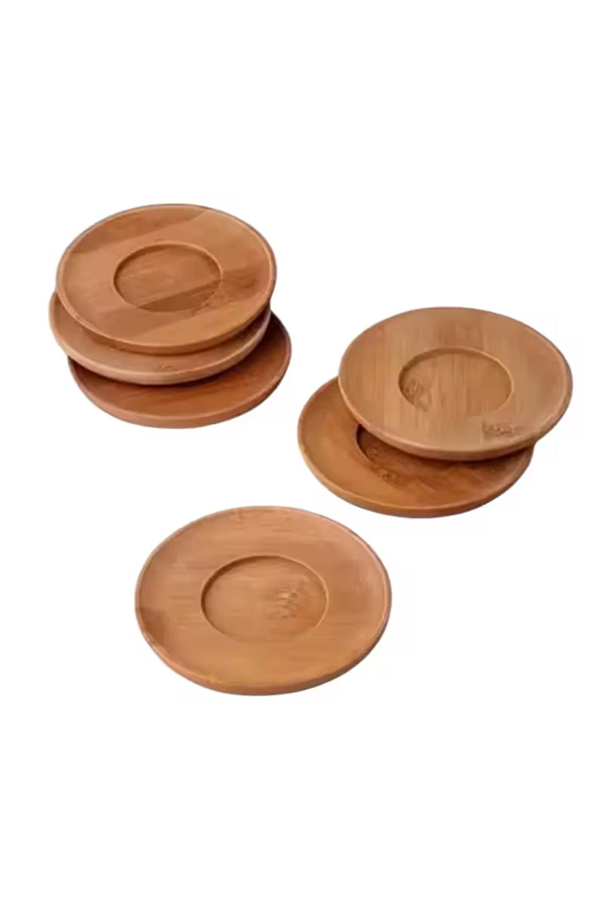 6 Adet Bambu Çay Tabağı Altlığı Yuvarlak - Fincan Altlığı