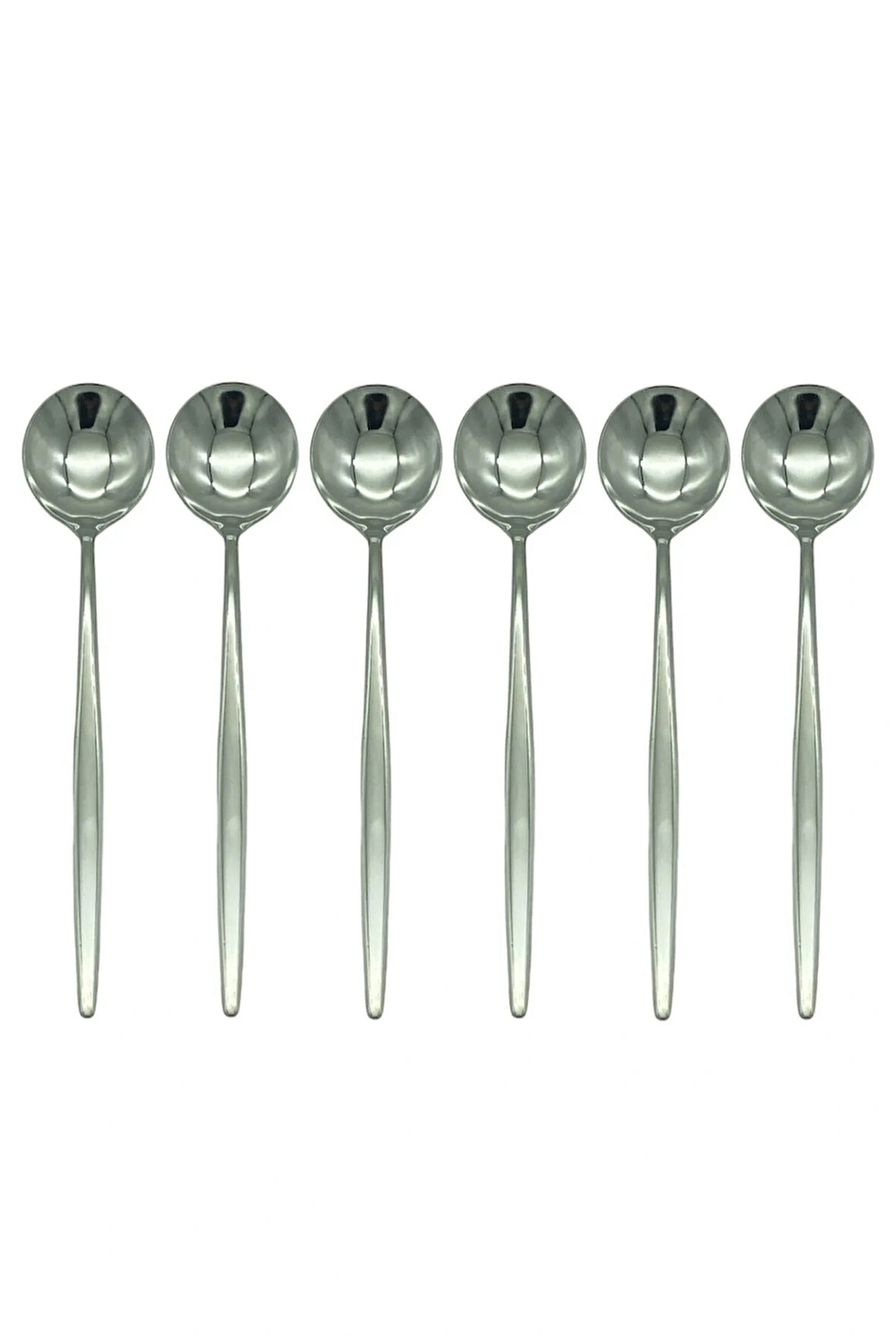 Gümüş Tatlı Sunum Kaşığı Seti, Kahvaltı Kaşık Seti Kutulu, Paslanmaz Çelik, 6 Adet, 18 cm