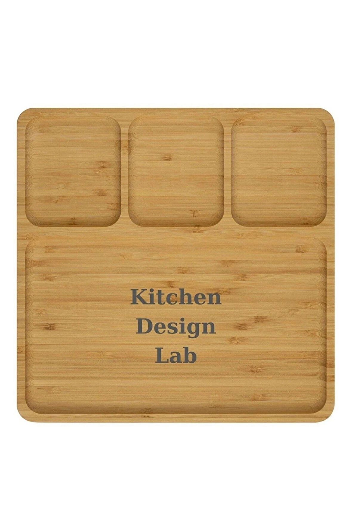 Bambu Sunum Ve Kahvaltı Tabağı, Steak Sunum Tabağı Büyük Boy Bambu Tabak 4 Bölmeli