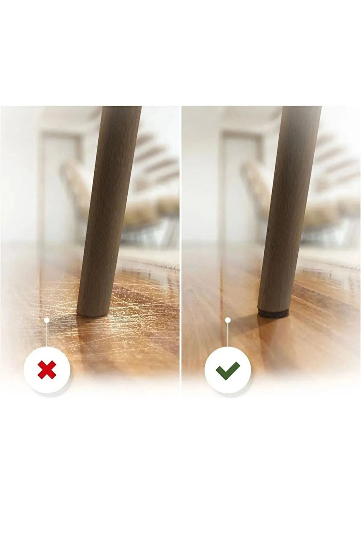 Siyah Keçe 50 Adet 2 X 2 Cm Kare Yapışkanlı Sandalye, Masa, Koltuk Altı Parke Koruma Keçesi