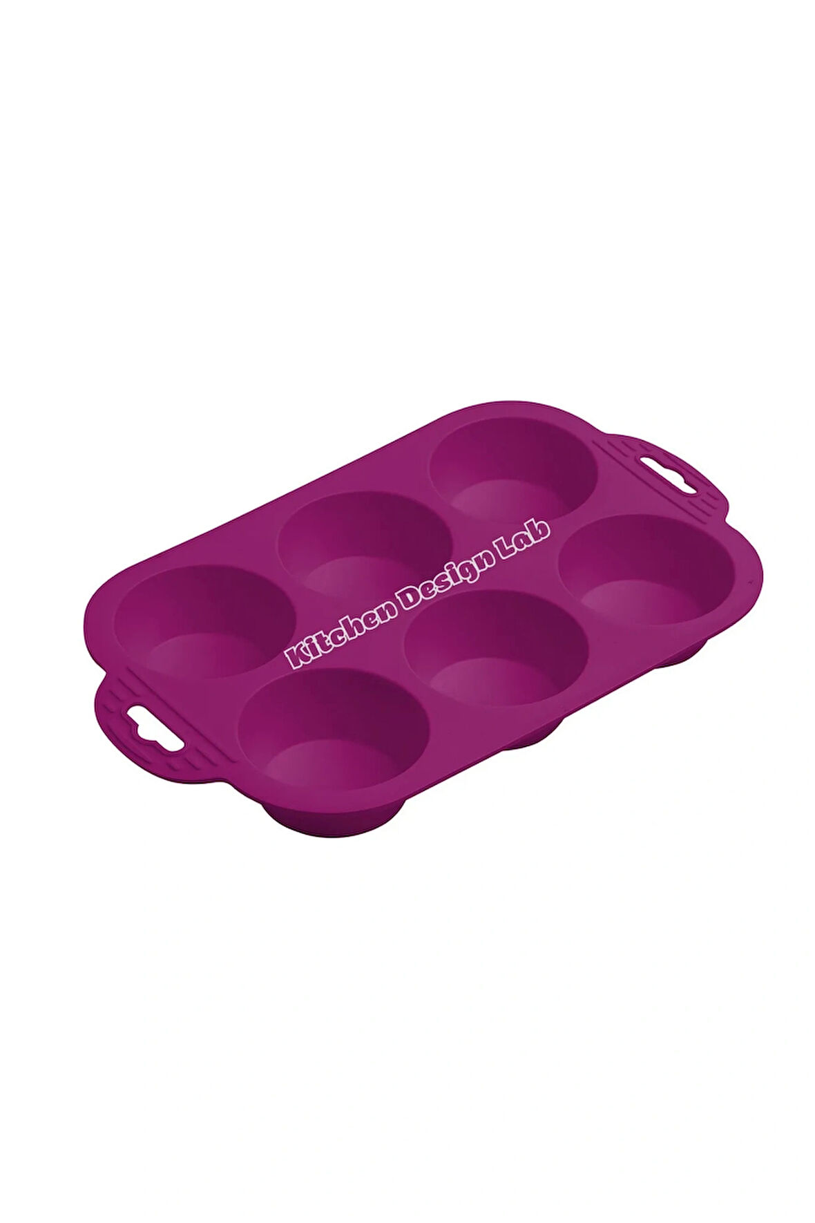Tek Parça Mor 6'lı Silikon Mini Kek Kalıbı - Muffin Kalıbı 6 Lı Kalıp Göbekli Kek Kalıbı 24 X 16 Cm