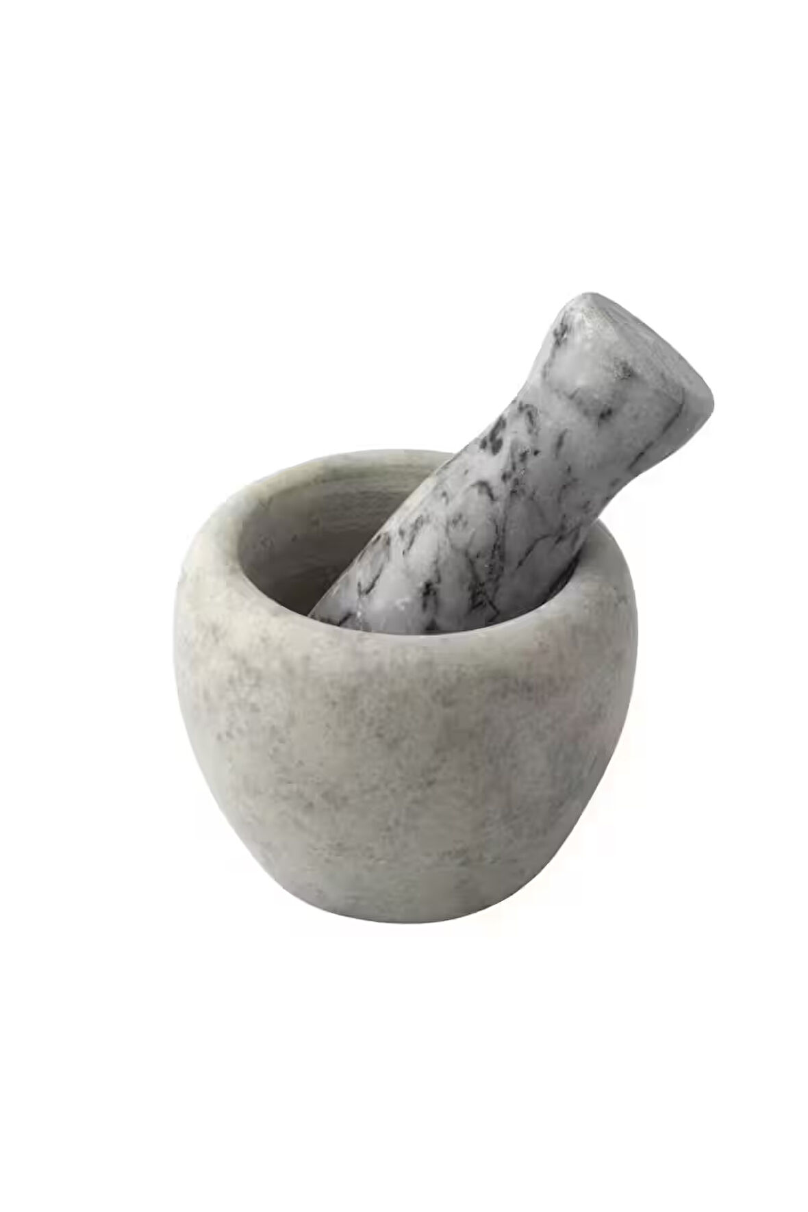 Doğal Desenli Yekpare Mermer Oyma Havan Beyaz Renkli Düz Model