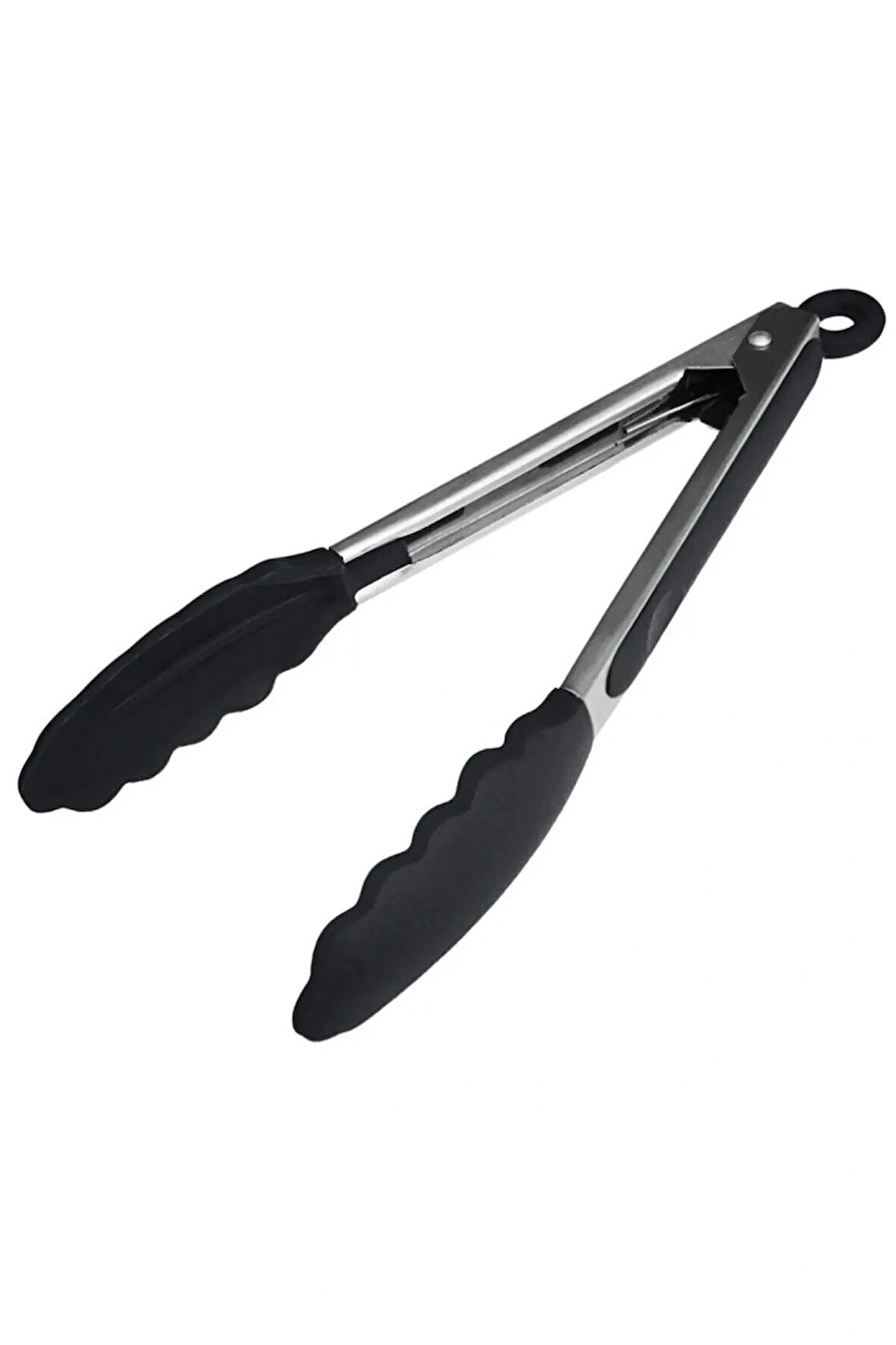 Antrasit/siyah Silikon Uçlu Metal Maşa Antrasit/siyah Renk Servis, Mangal Ve Kızartma Maşası 23 Cm