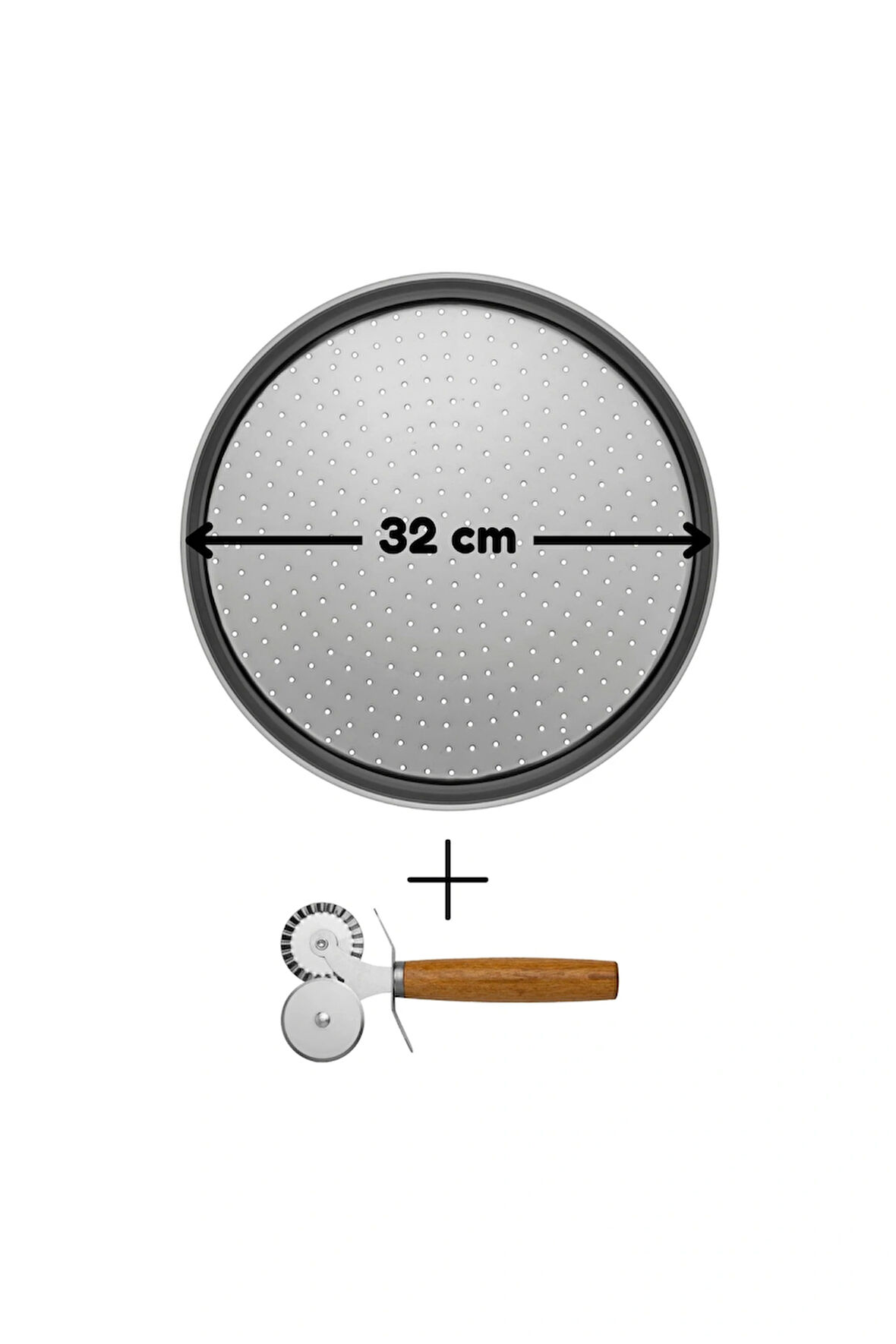 Orta Boy Delikli Pizza Tepsisi Lahmacun Pide Tepsisi 32 Cm Çift Başlıklı Pizza Ruleti