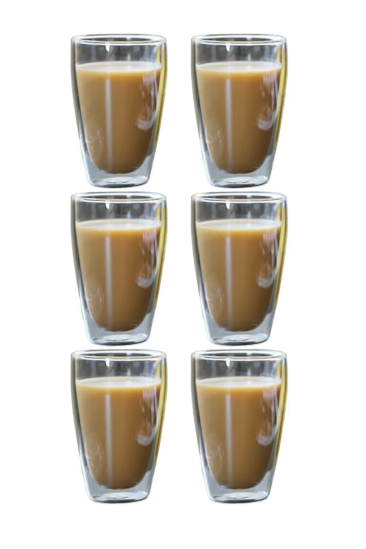 Çift Cidarlı Uzun Bardak 400 ml Su, Meşrubat, Nescafe, Latte Bardağı Çeyiz Listesi 6 Adet - 2258