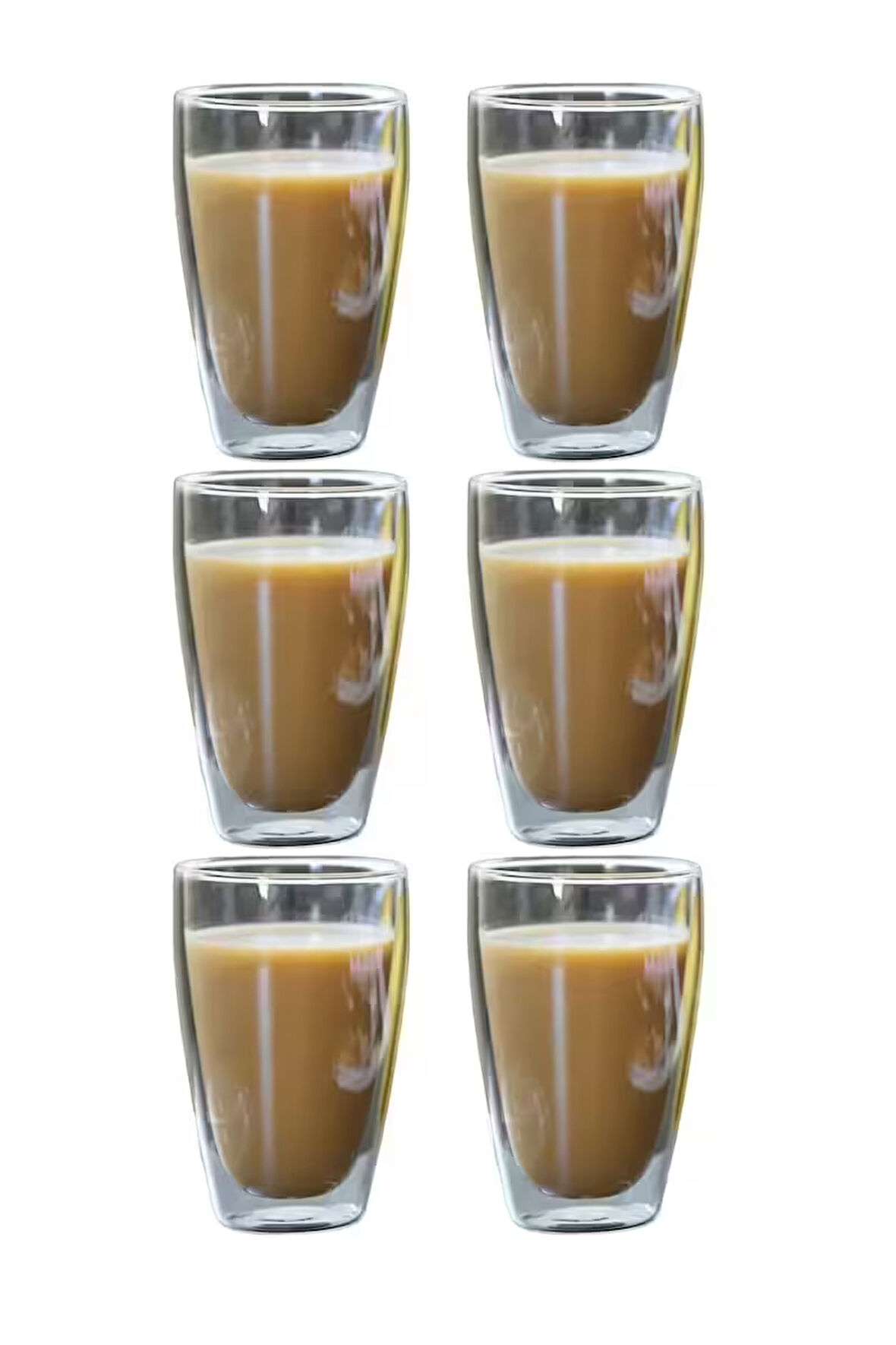 Çift Cidarlı Uzun Bardak 400 ml Su, Meşrubat, Nescafe, Latte Bardağı Çeyiz Listesi 6 Adet - 2258