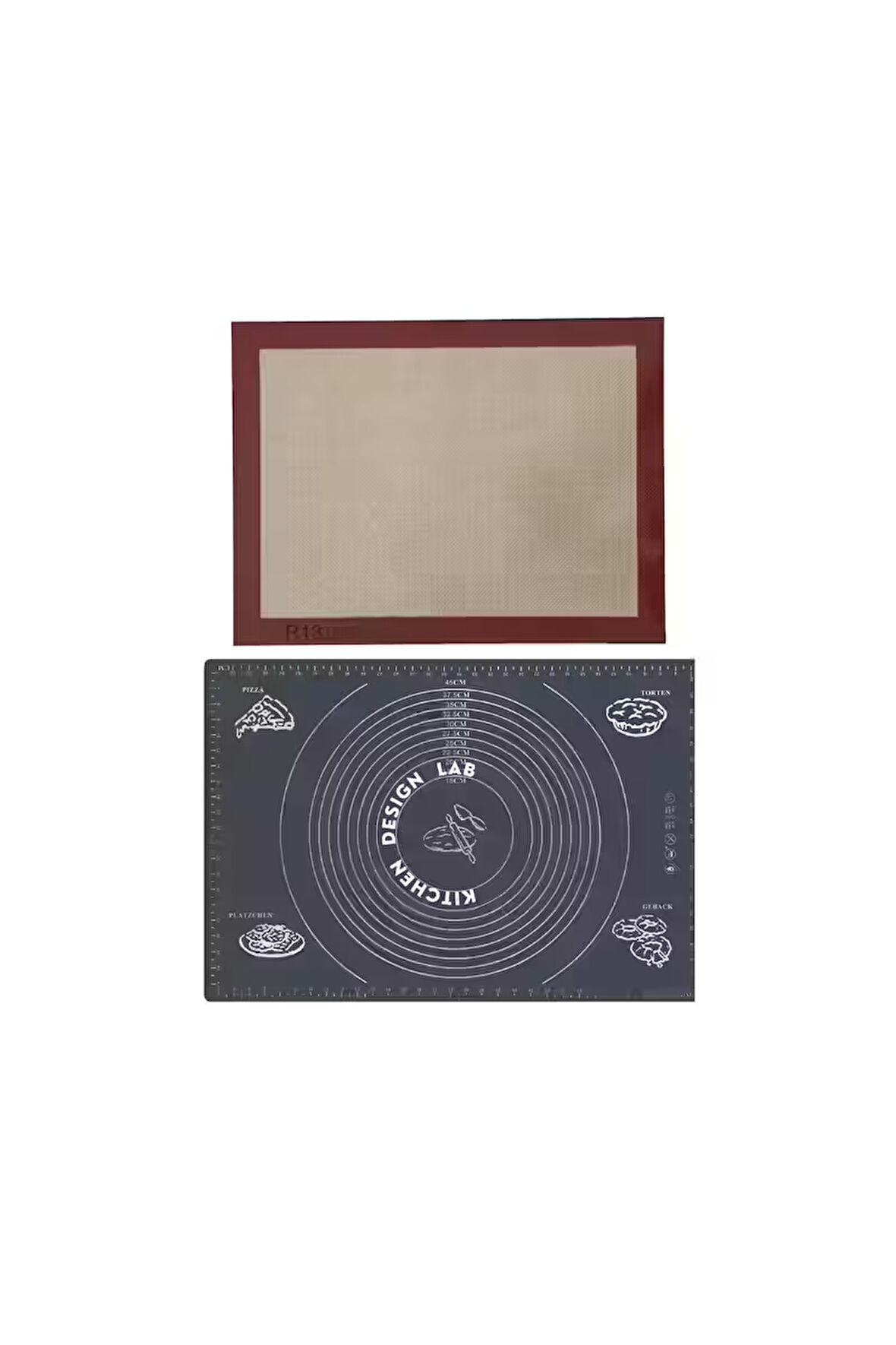 Isıya Dayanıklı Hamur Pişirme Altlığı Ve Ölçülü Gri Hamur Açma Matı 45 Cm X 65 Cm