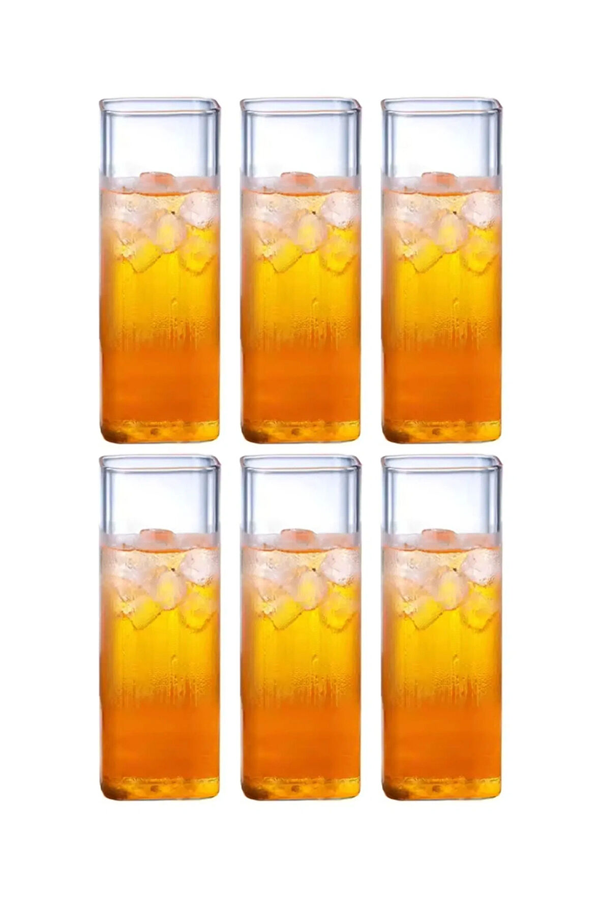Yeni Stil Kare Cam Latte,kahve,meşrubat,smoothie Bardağı 450 ml Çeyiz Listesi 6 Adet
