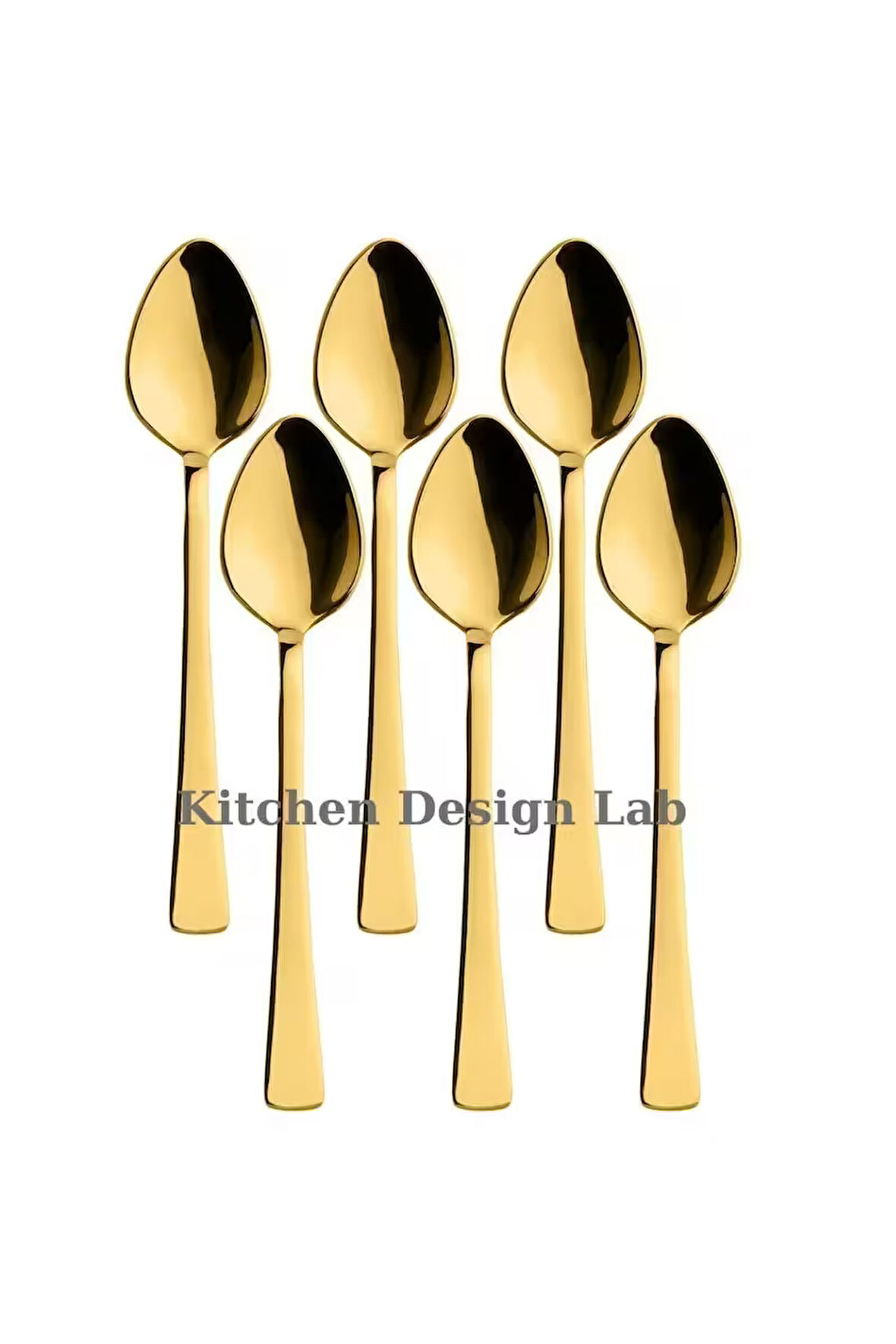 Gold Parlak Çay Kaşık Seti 6 Adet, Kutulu, 18/10 Paslanmaz Çelik 6 Kişilik Çay Kaşığı Seti