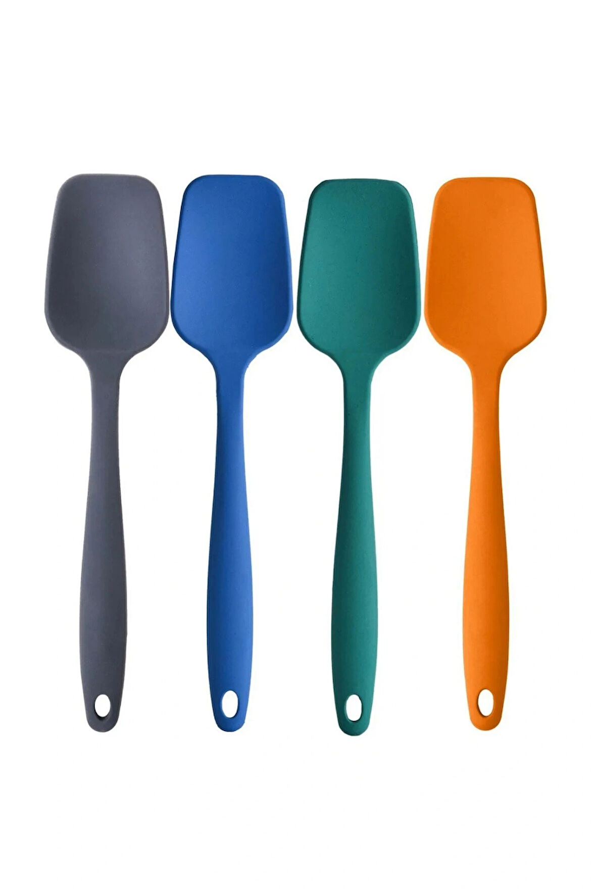Büyük Boy Yanmaz Yapışmaz Silikon Düz Spatula Seti 4 Adet – Düz Spatula Antrasit Mavi Yeşil Turuncu