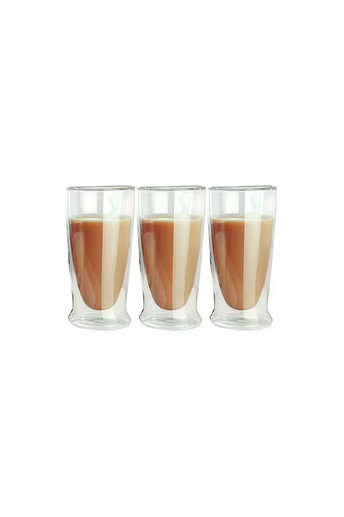 Çift Cidarlı Uzun Cam Kokteyl -Meşrubat-Latte Bardağı 350 ML 3 Adet 2323