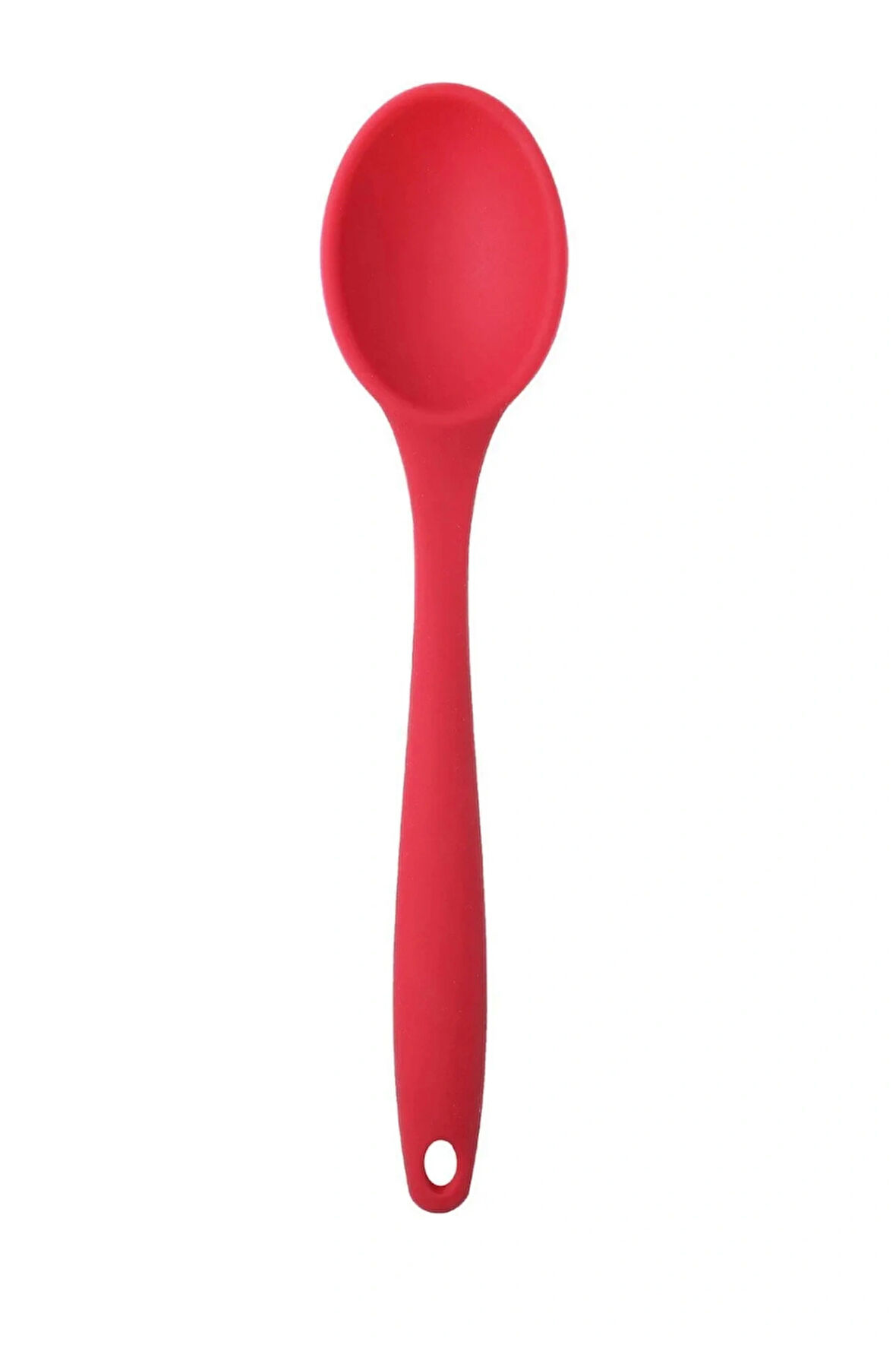 Kırmızı Silikon Kaşık Büyük Boy Yanmaz Yapışmaz Silikon Kaşık Kırmızı 1 Adet 27 Cm