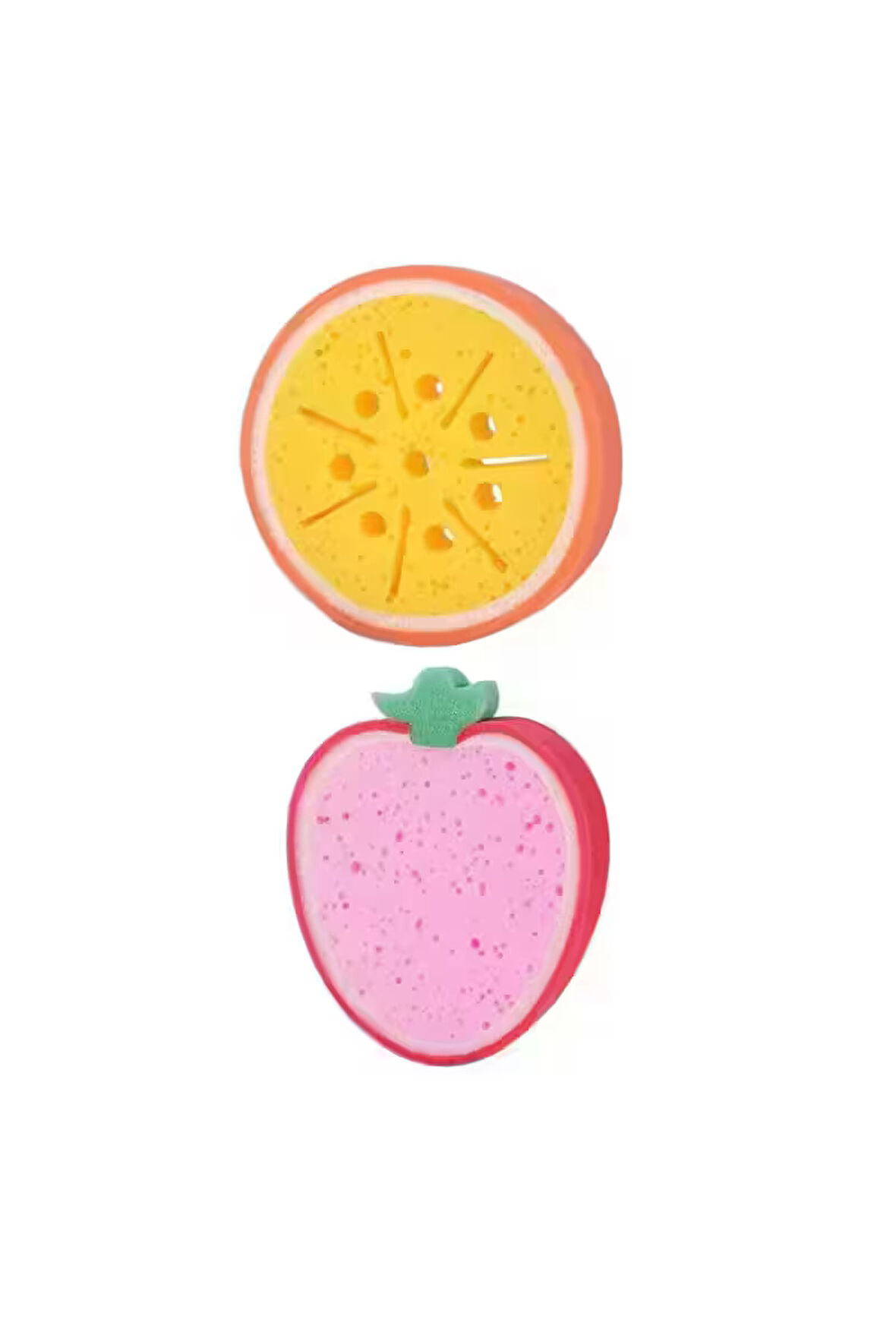 2 Adet Sevimli Meyve Şeklinde Banyo Süngeri, Bebek Vücut Süngeri Portakal Ve Çilek Şekilli