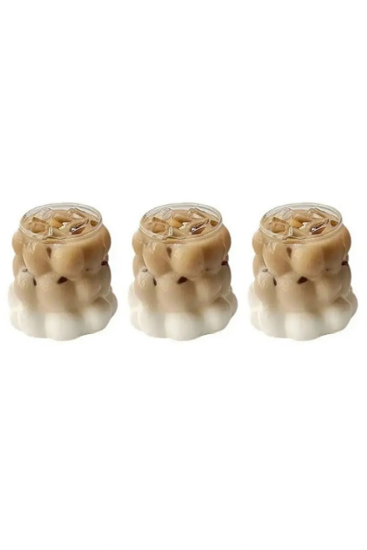 Yeni Stil Borosilikat Üzüm Şekilli Cam Bardak, Latte, Meşrubat, Bubble Bardak 300 ml 3 Adet - 2431