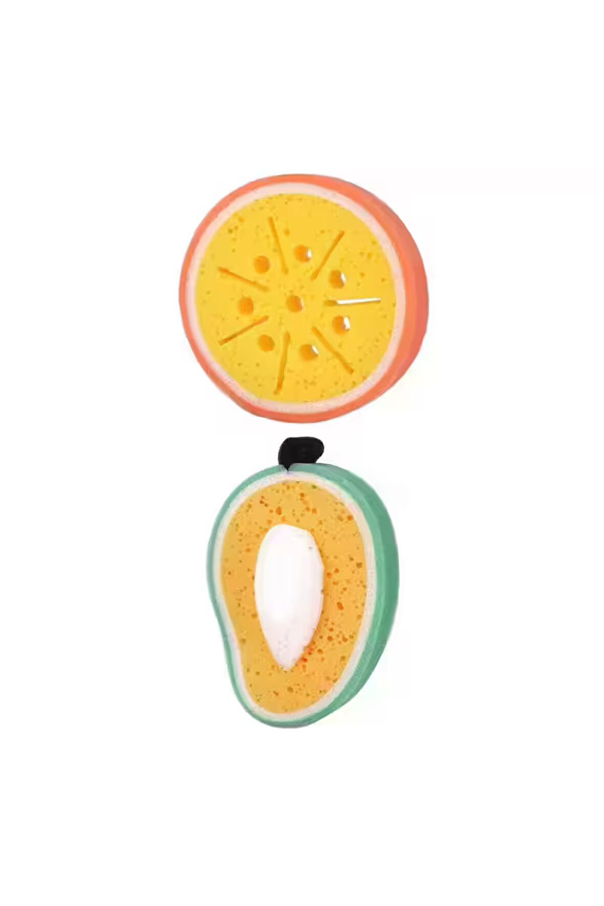 2 Adet Sevimli Meyve Şeklinde Banyo Süngeri, Bebek Vücut Süngeri, Duş Lifi, Portakal, Avokado Şekil