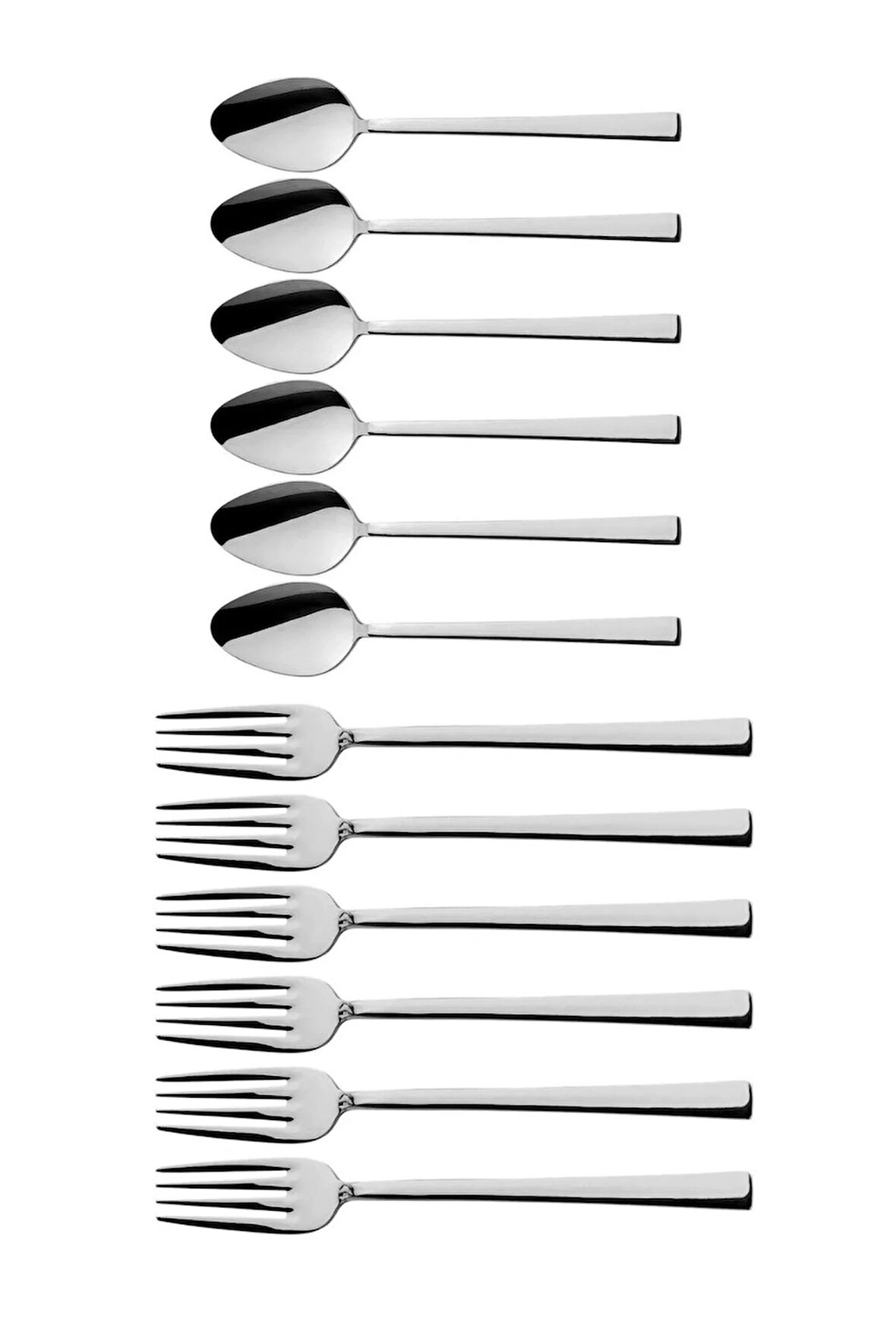 Parlak Gümüş Tatlı Çatal Ve Kaşık Seti - 12 Adet Kahvaltı Pasta Tatlı Çatal Kaşık Seti Kutulu Set